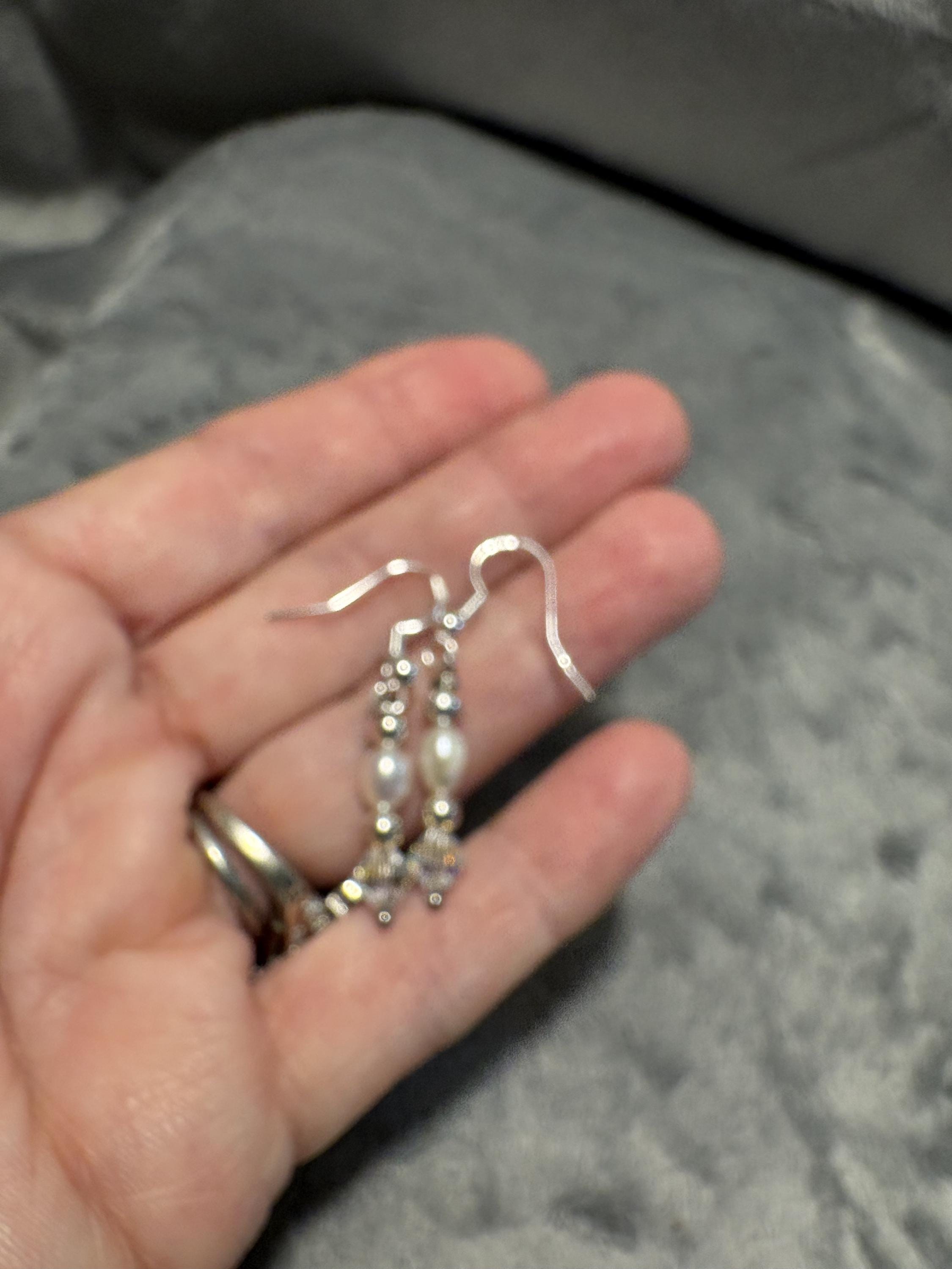 Mermaid Tail Necklace and Earrings Set, Freshwater Pearl Jewelry, Lapis Lazuli Beads, Silver Whale Tail Pendant, Ocean Gift view 10