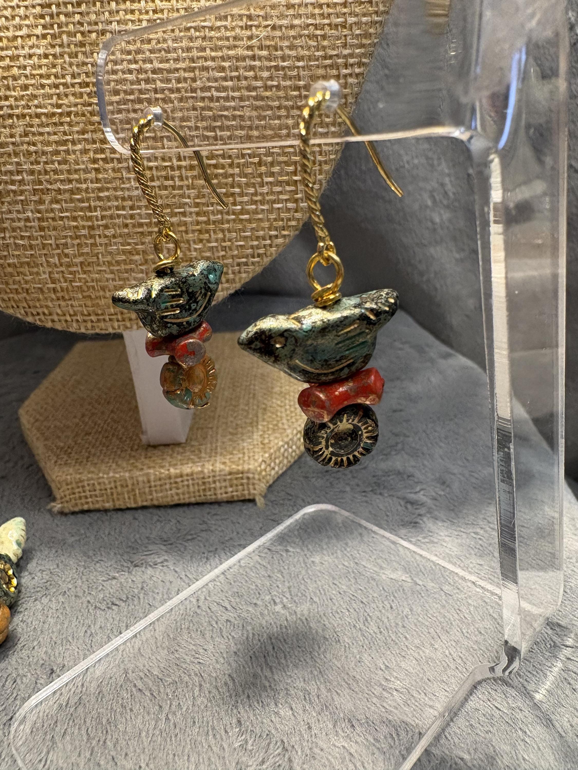 Nature Inspired Jewelry Set * Bird Butterfly and Flower Necklace Bracelet Earrings with 18K Plated Wires * Handmade * Garden Lover Gift view 4