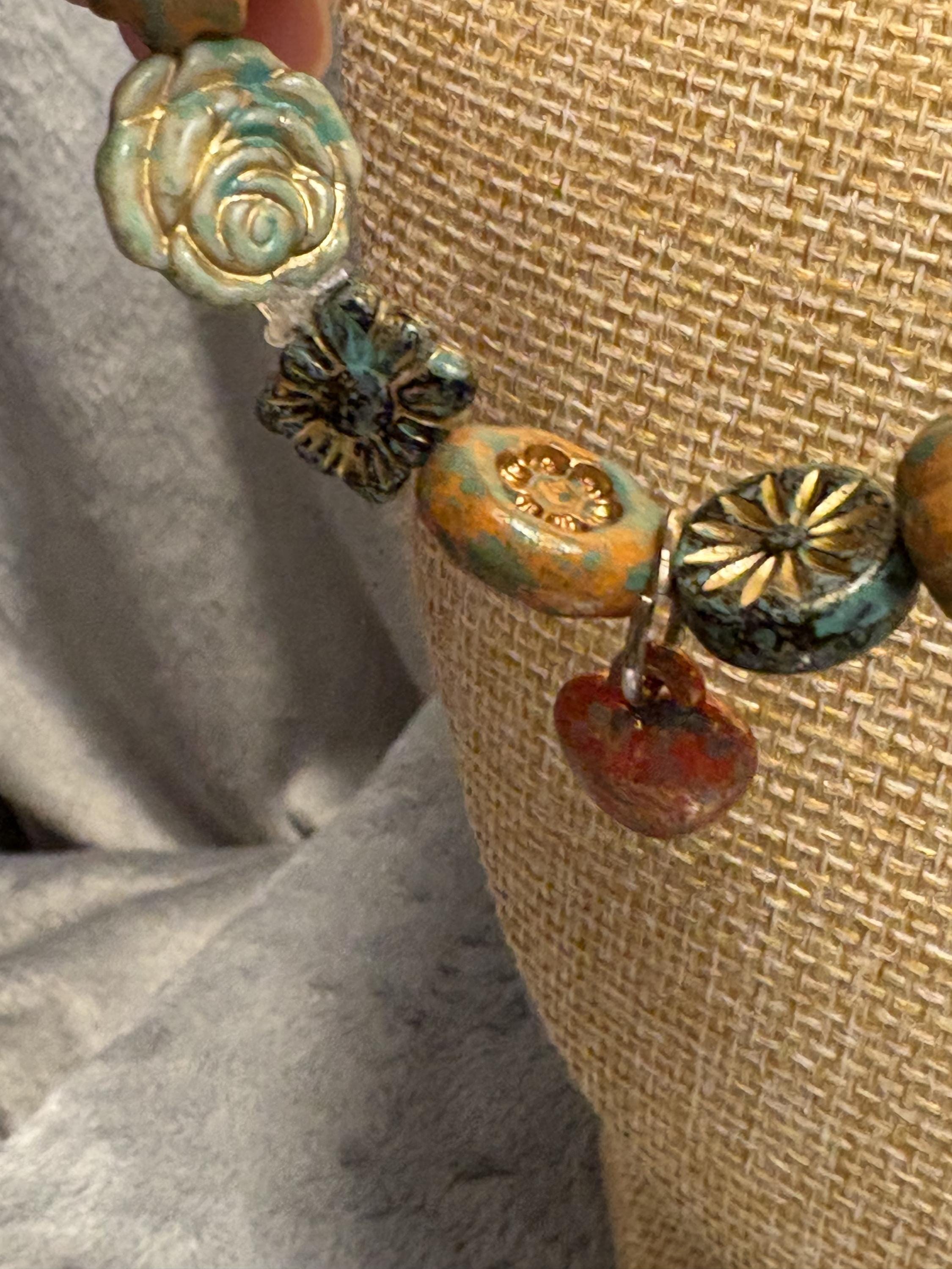 Nature Inspired Jewelry Set * Bird Butterfly and Flower Necklace Bracelet Earrings with 18K Plated Wires * Handmade * Garden Lover Gift view 7