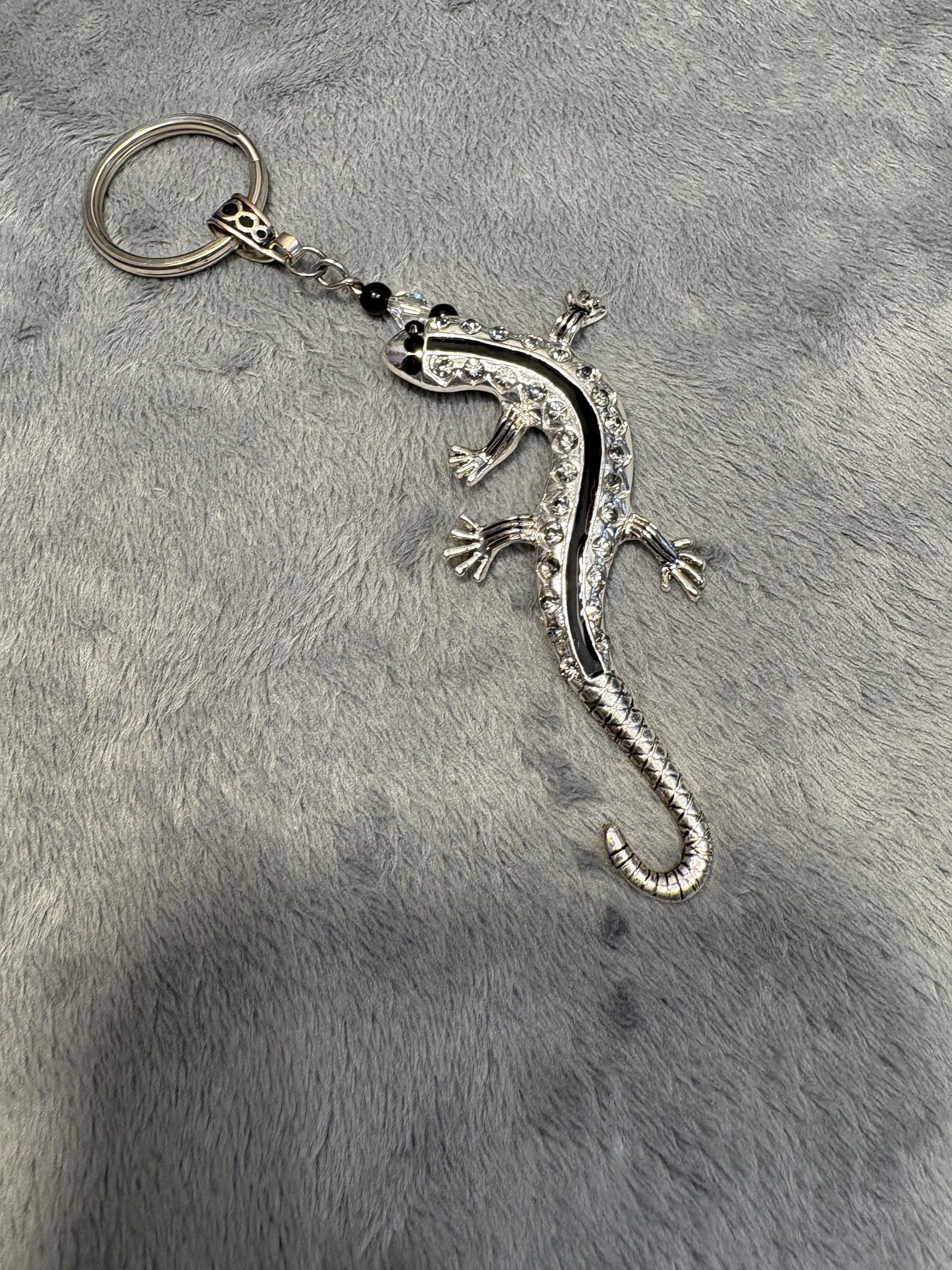Rhinestone Lizard Keychain view 2