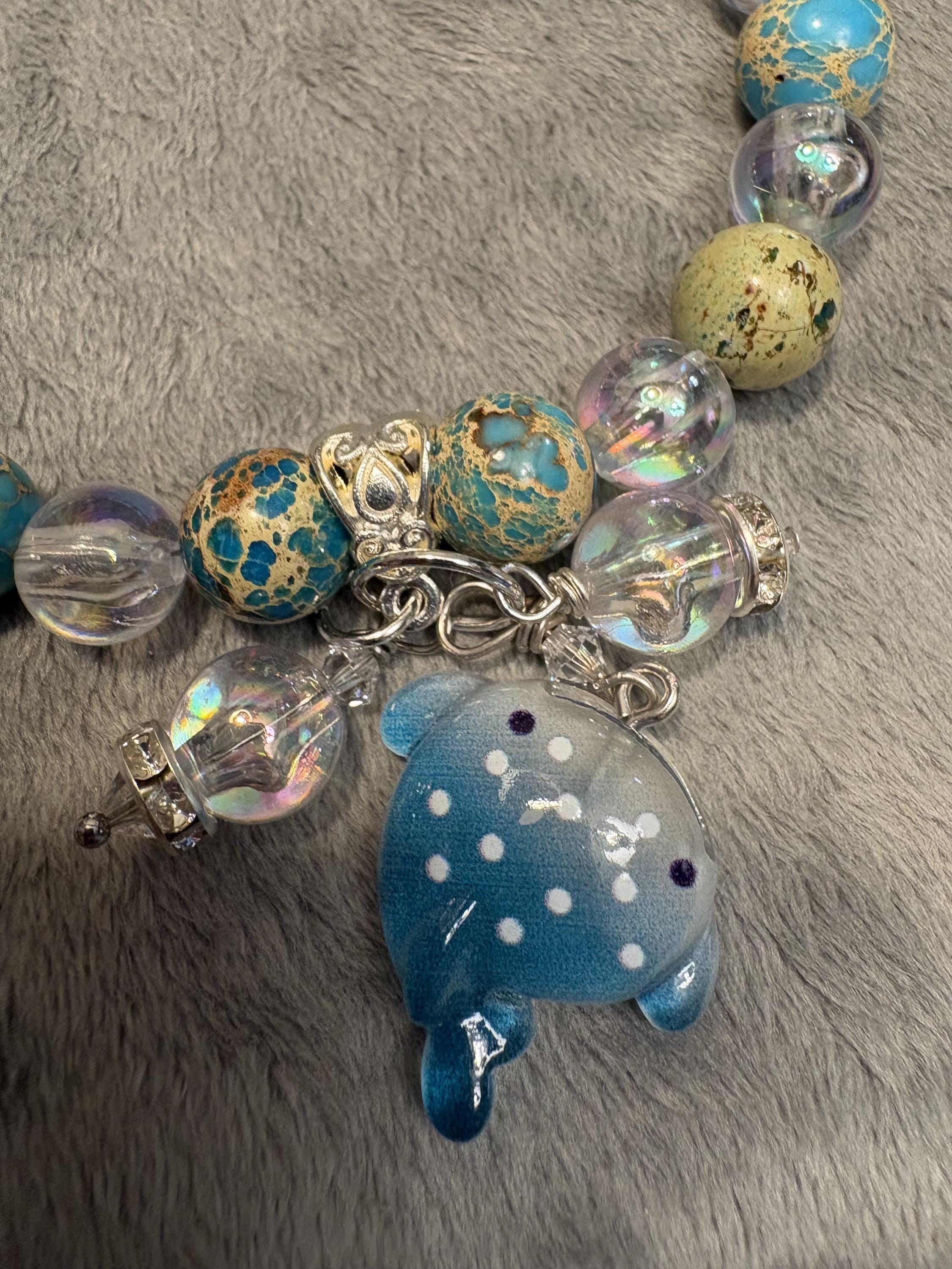 Unique Whale Jewelry Set Gift | Ocean Necklace Bracelet Earrings | Jasper Gemstone Jewelry for Her view 13