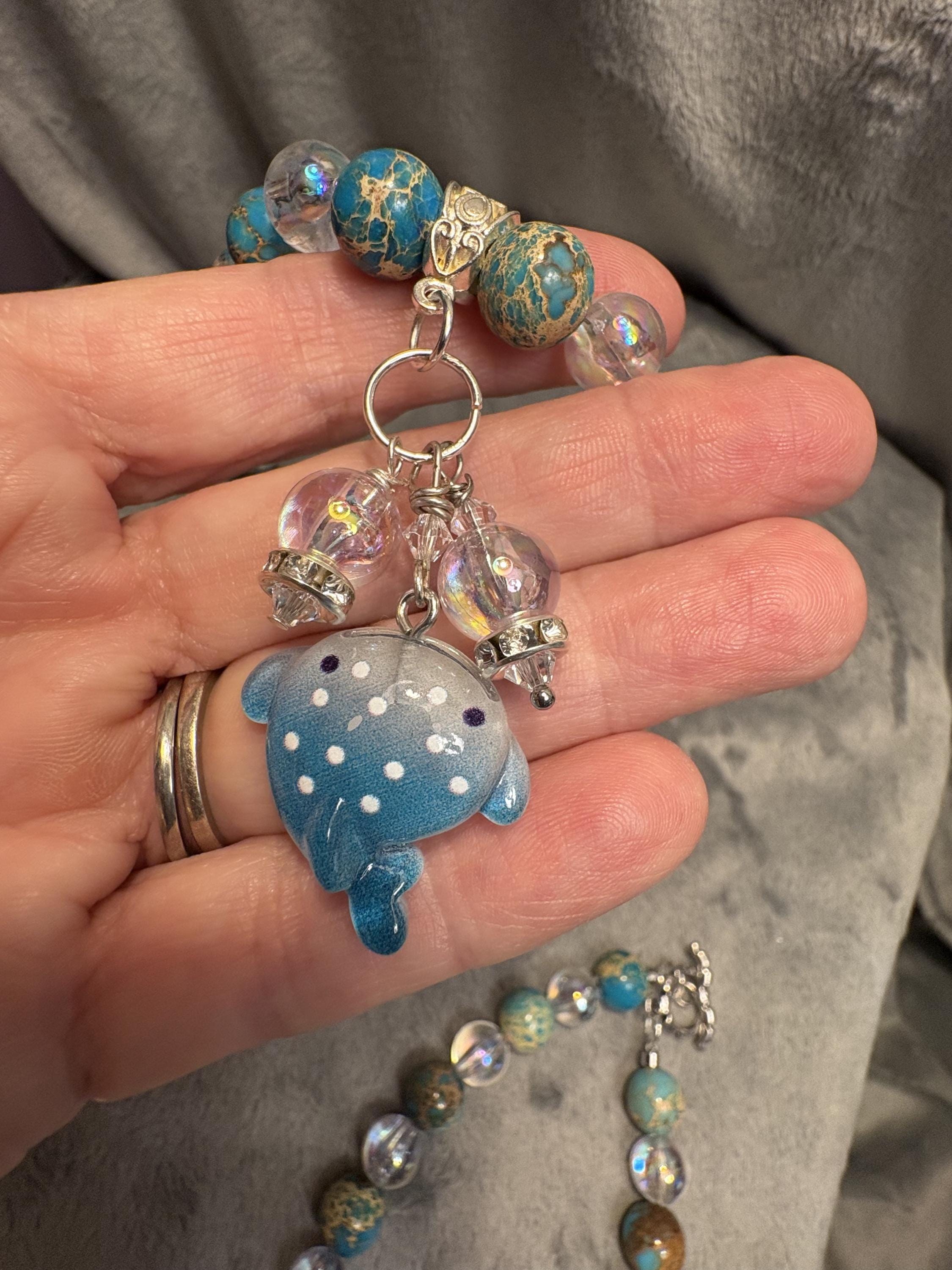 Unique Whale Jewelry Set Gift | Ocean Necklace Bracelet Earrings | Jasper Gemstone Jewelry for Her view 17