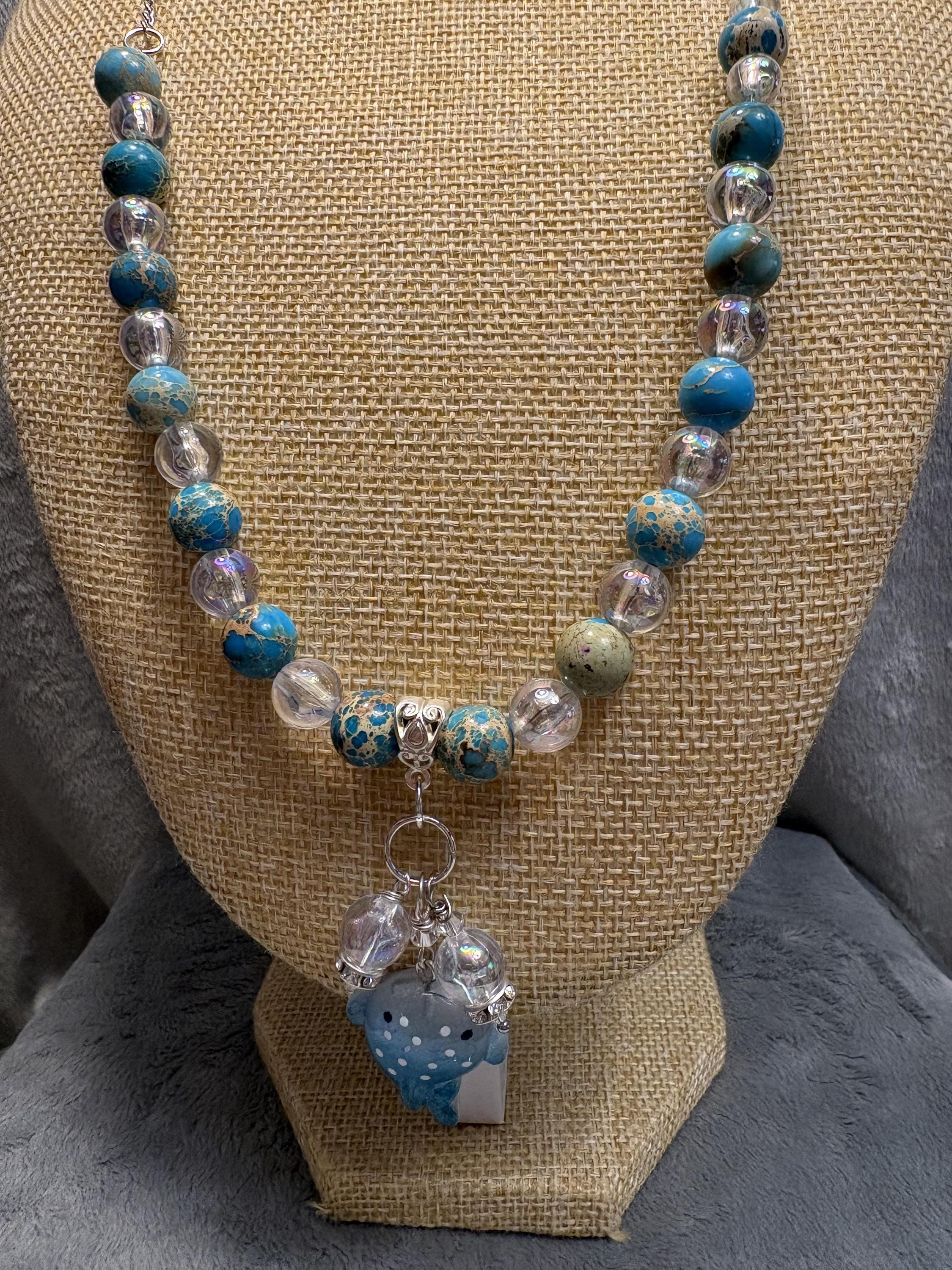 Unique Whale Jewelry Set Gift | Ocean Necklace Bracelet Earrings | Jasper Gemstone Jewelry for Her view 6