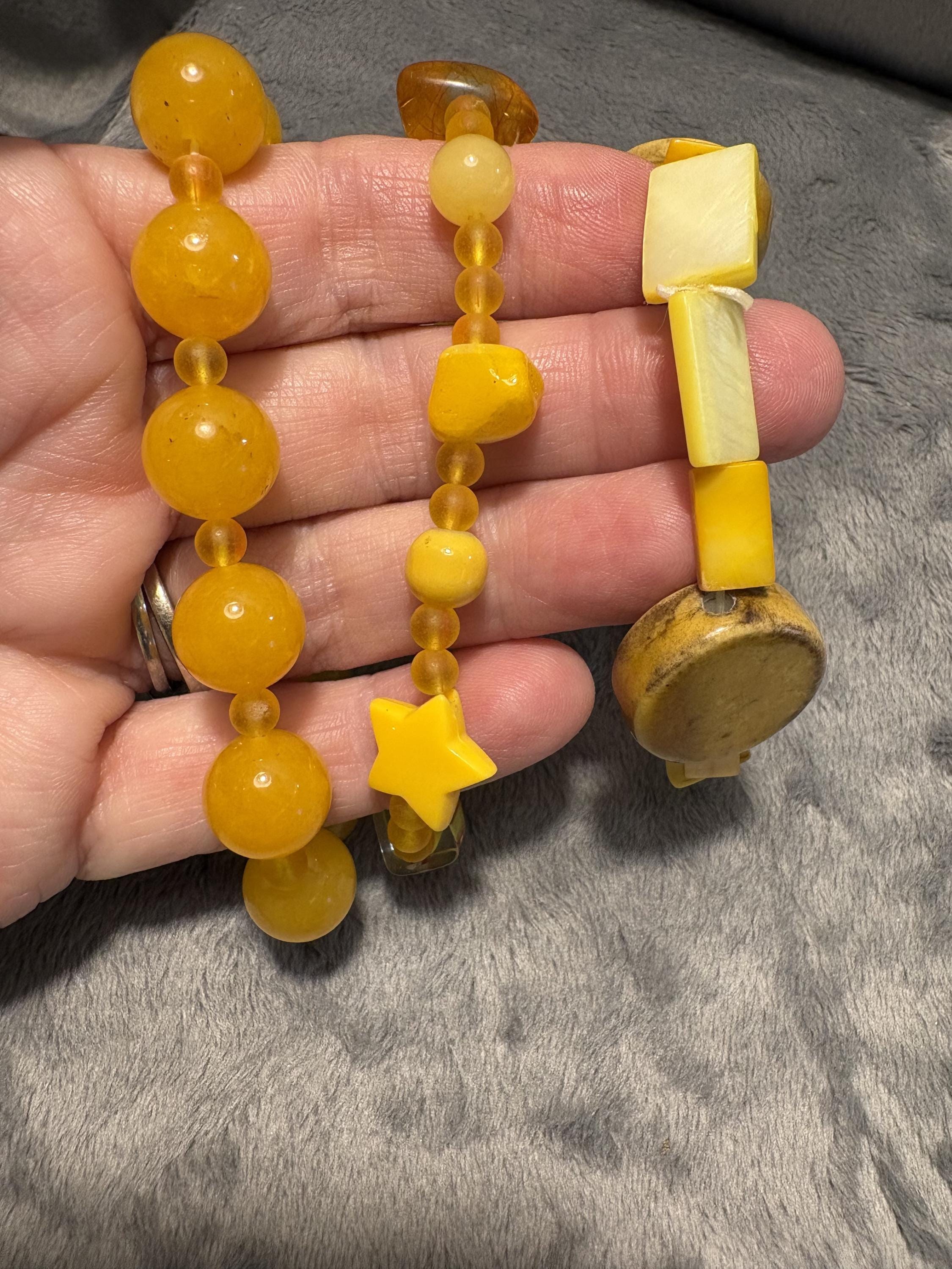 Yellow Beaded Stretch Bracelet Set of 3 view 10