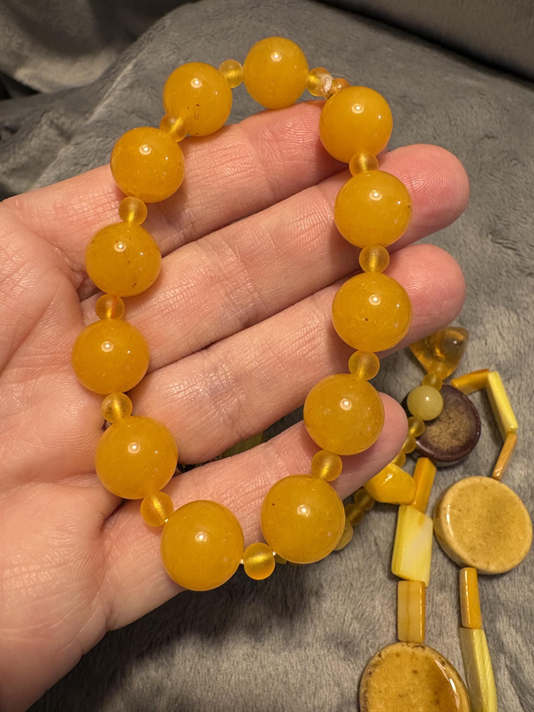 Yellow Beaded Stretch Bracelet Set of 3 view 11