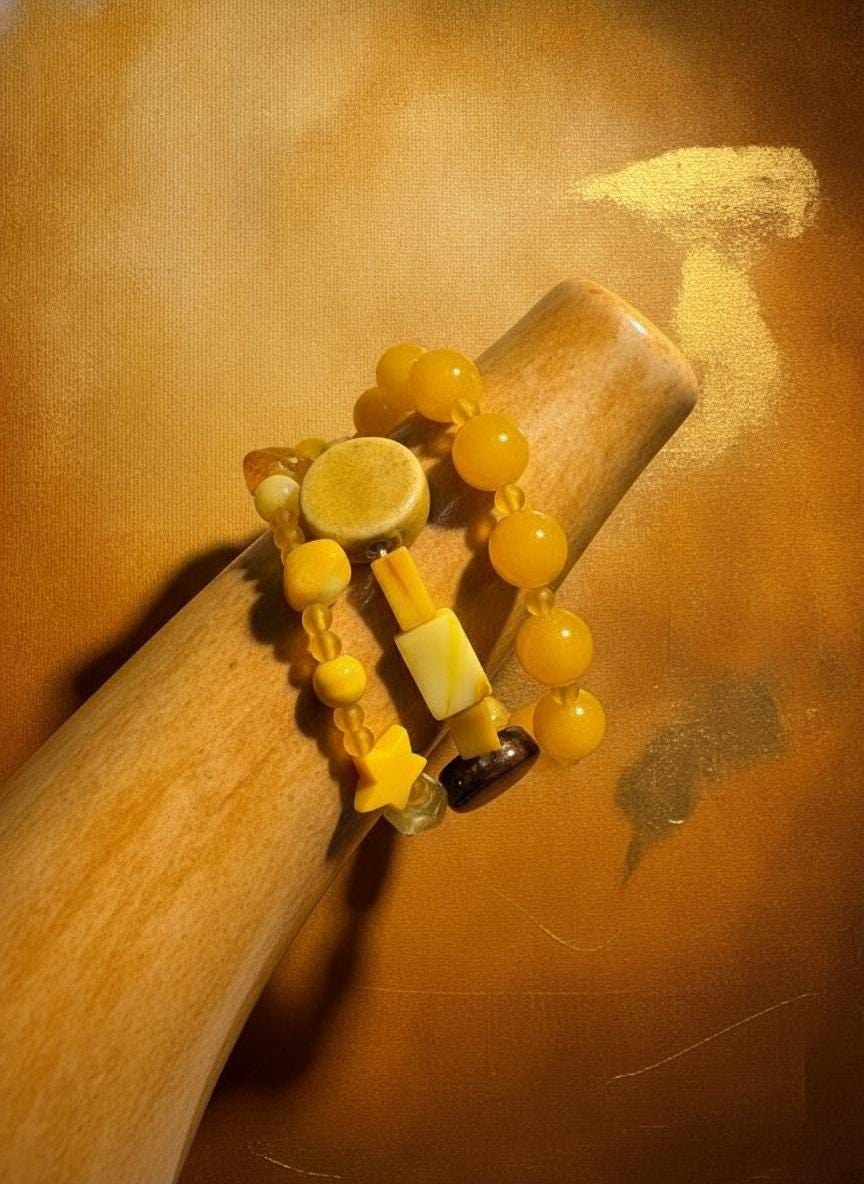 Yellow Beaded Stretch Bracelet Set of 3 view 15