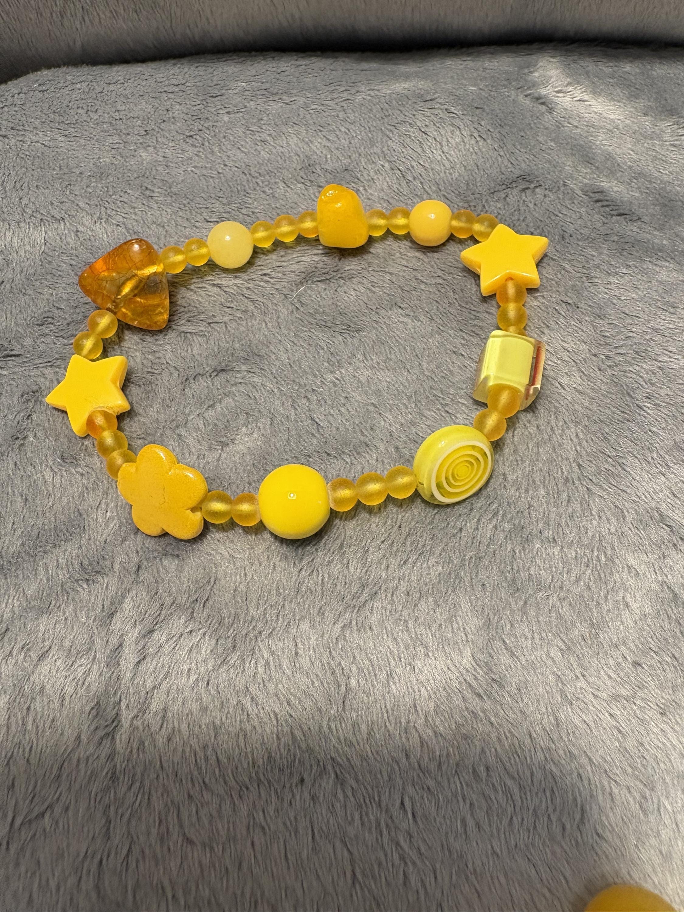 Yellow Beaded Stretch Bracelet Set of 3 view 5