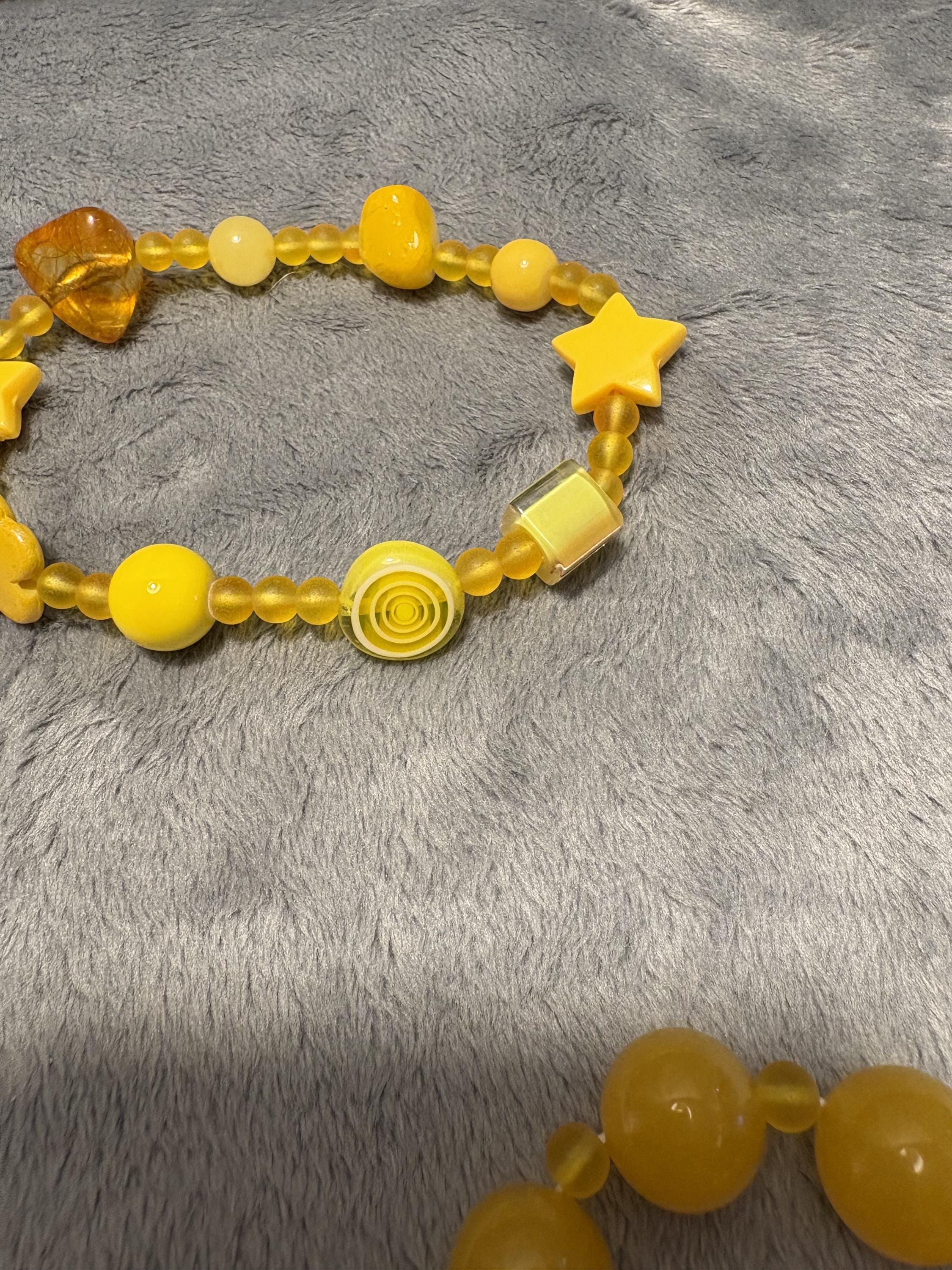 Yellow Beaded Stretch Bracelet Set of 3 view 6