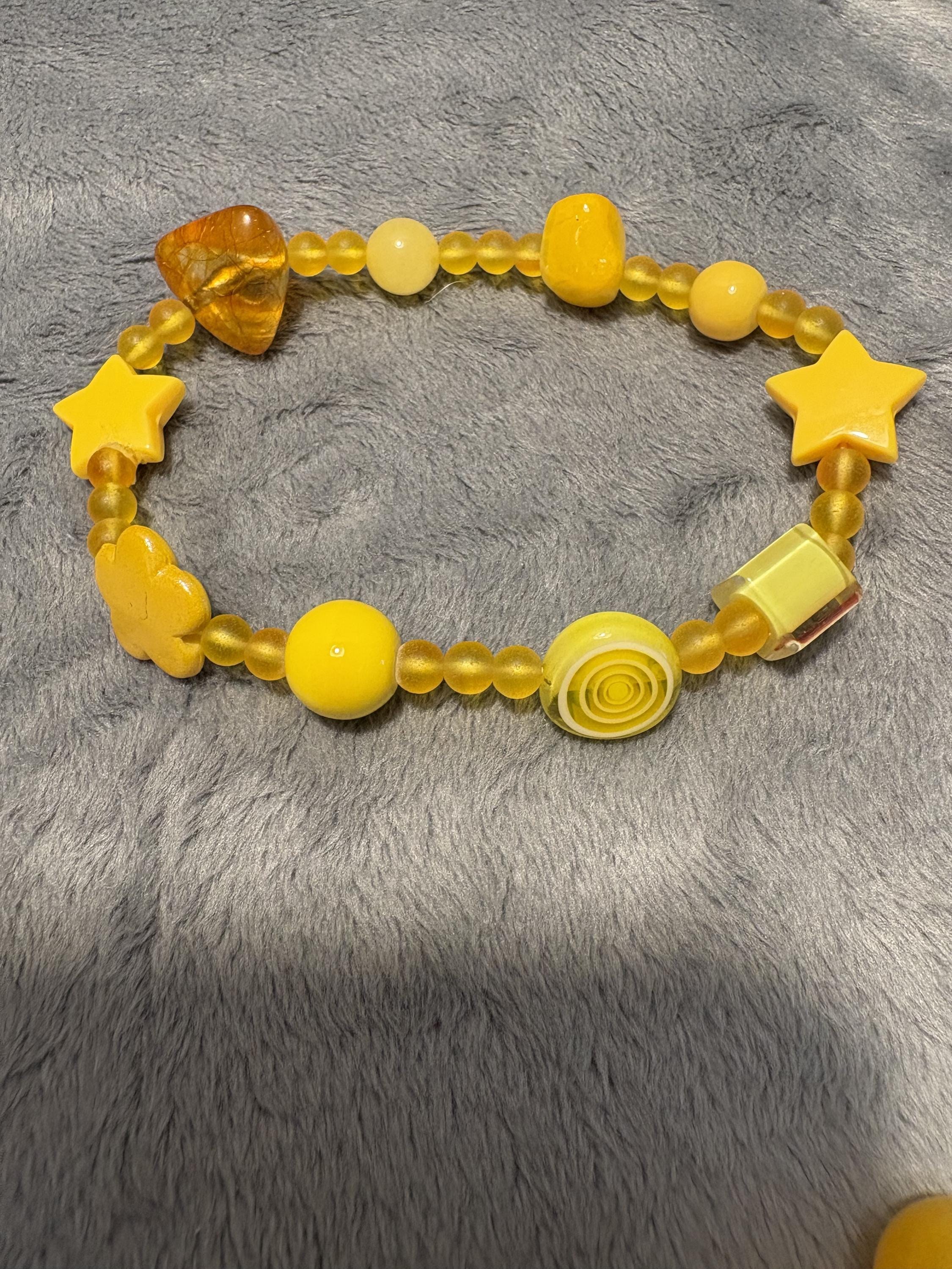 Yellow Beaded Stretch Bracelet Set of 3 view 7