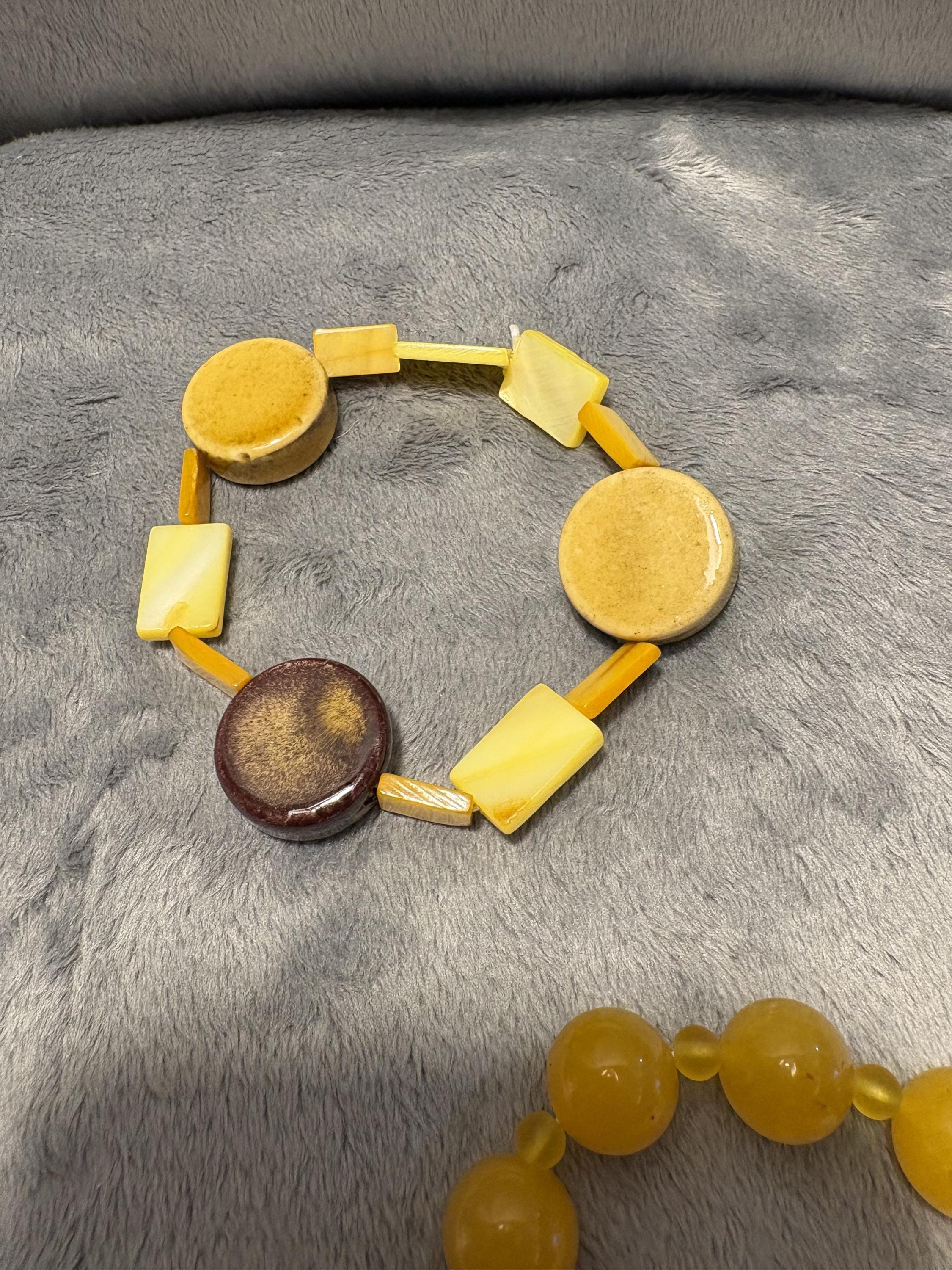 Yellow Beaded Stretch Bracelet Set of 3 view 9