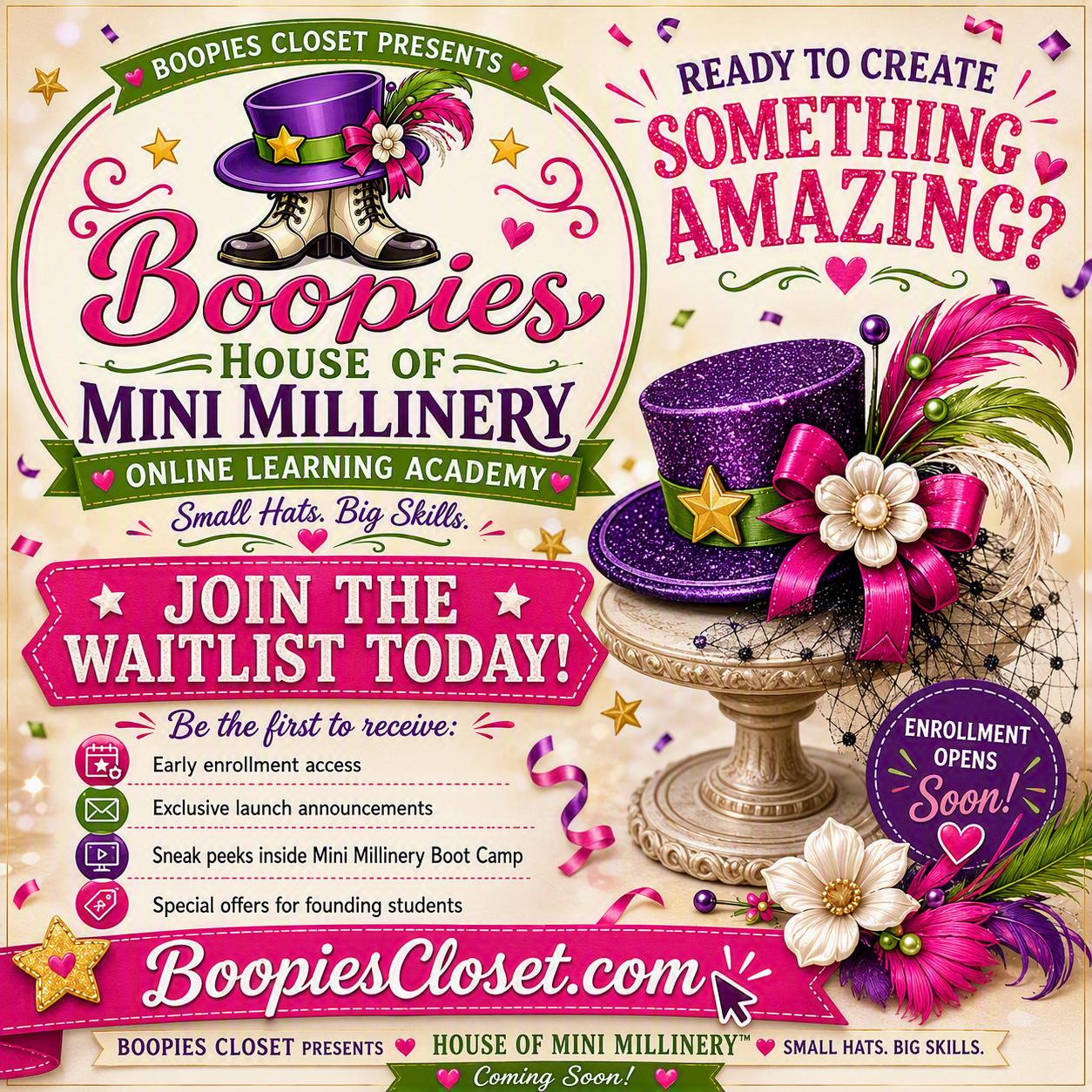 Boopies House of Mini Millinery online learning academy