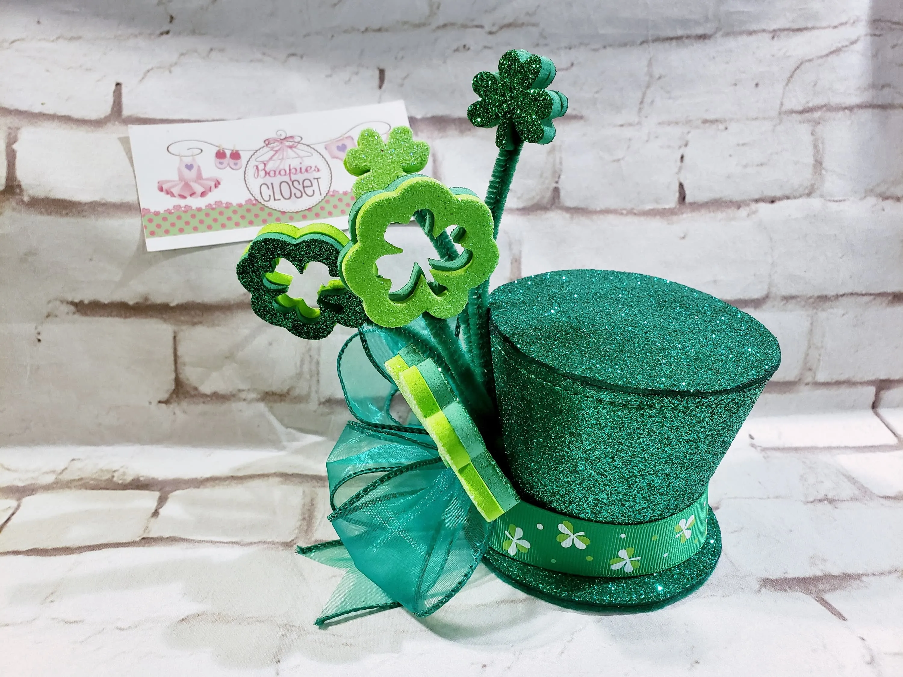 St. Patty's Clover Spray Sparkle Flared 3" Mini Top Hat