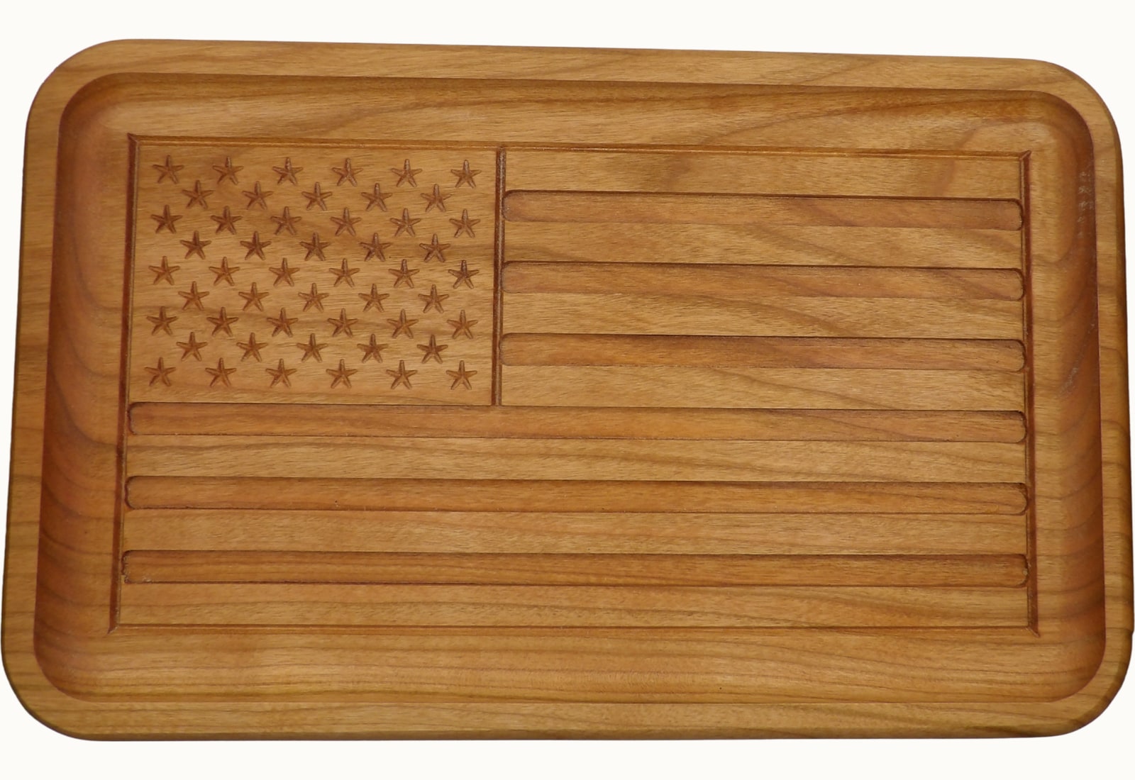 Handmade wooden serving tray with an American flag design