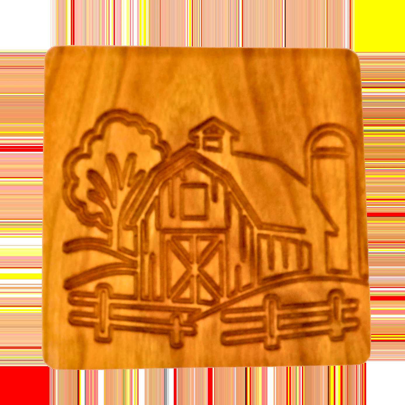 A set of engraved hardwood drink coasters with cork backing