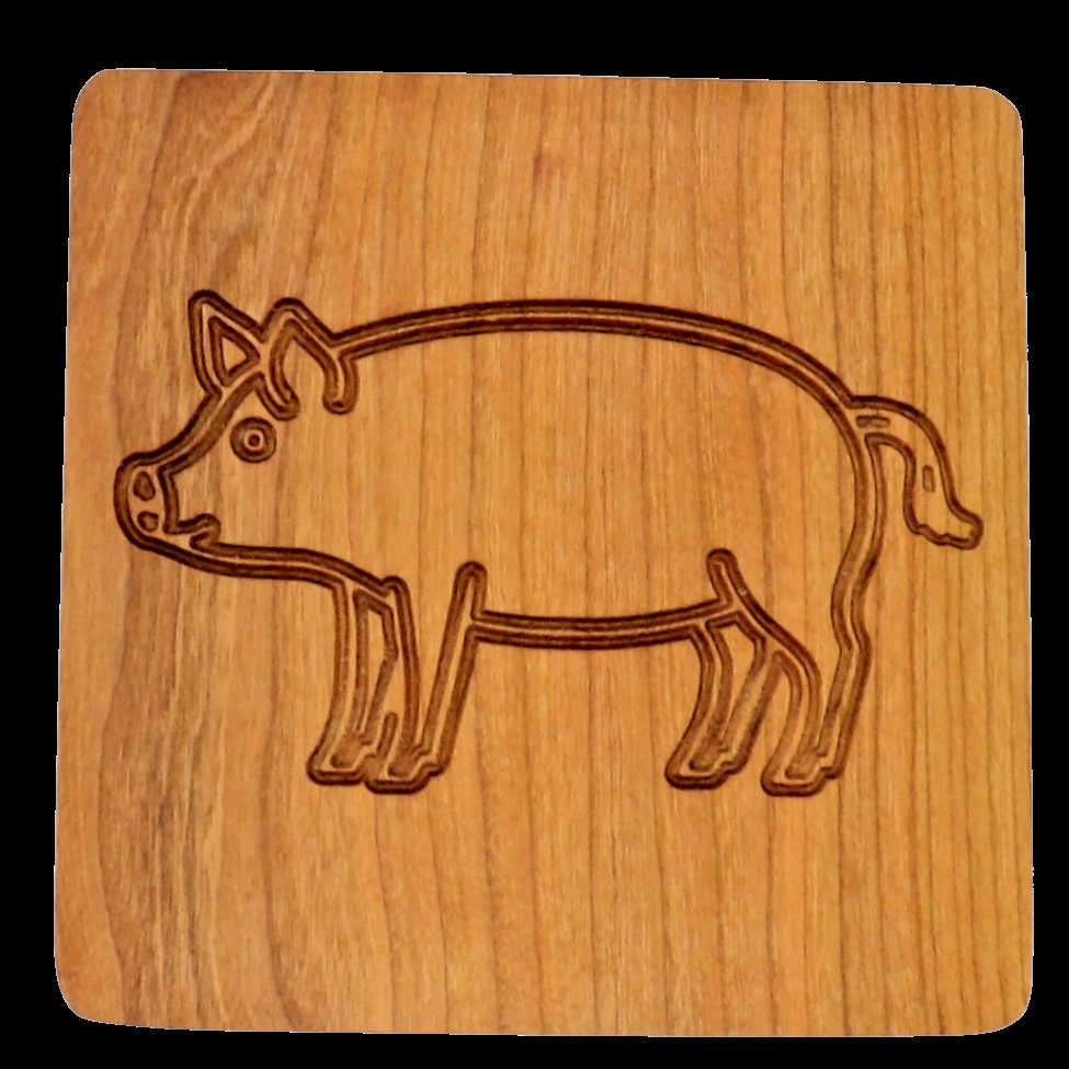 Engraved hardwood coaster with a cork base