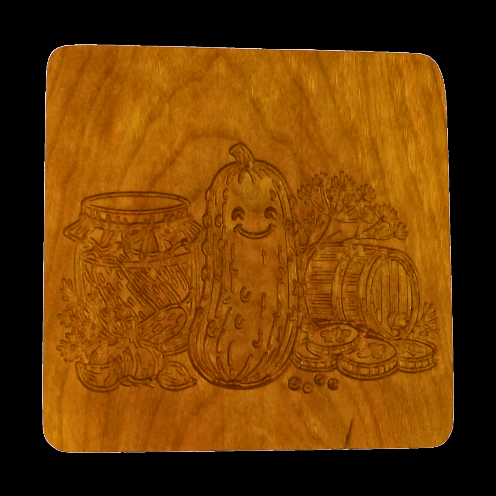 Engraved hardwood drink coaster ready for everyday use