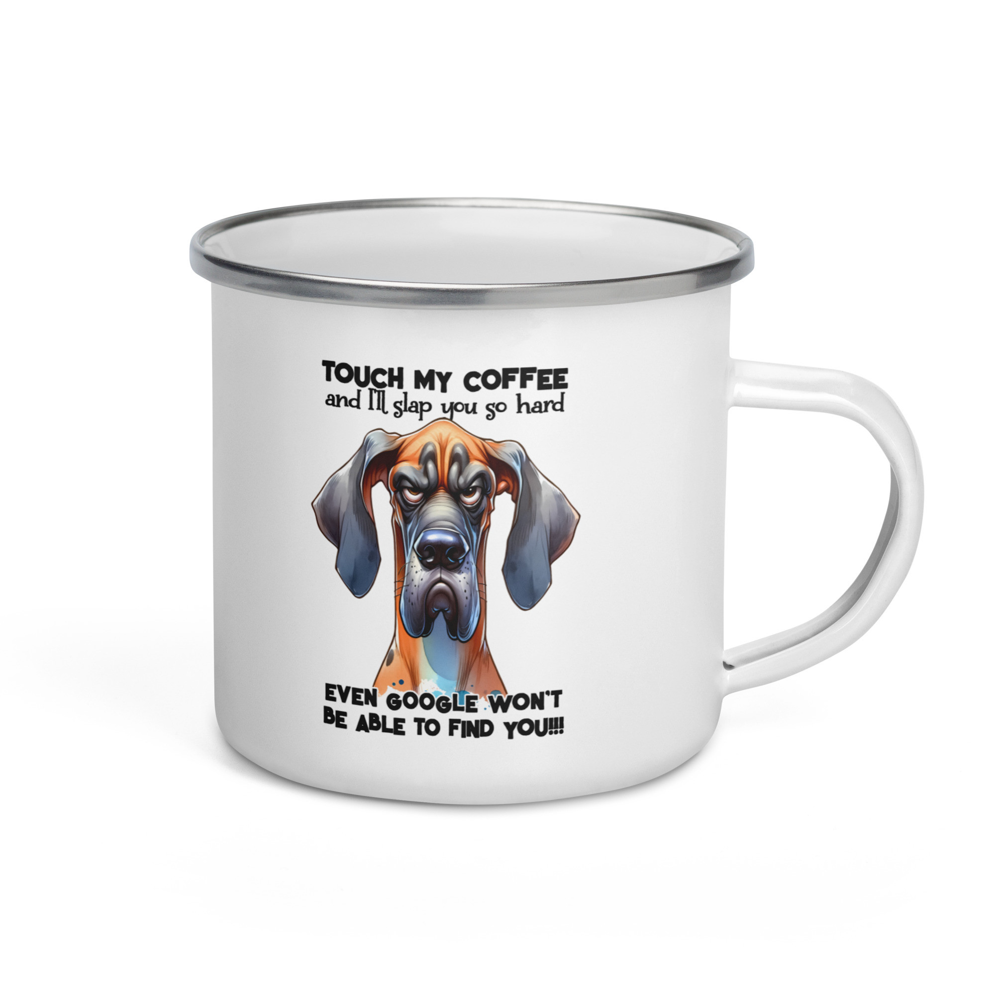 Touch My Coffee Enamel Camping Mug product photo