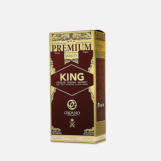 Organic King of Coffee box with Ganoderma for a fuller coffee profile