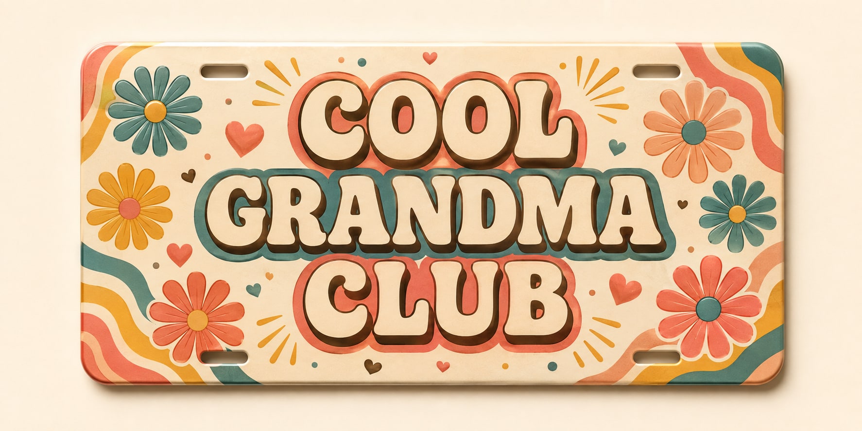 Retro floral Cool Grandma Club custom license plate