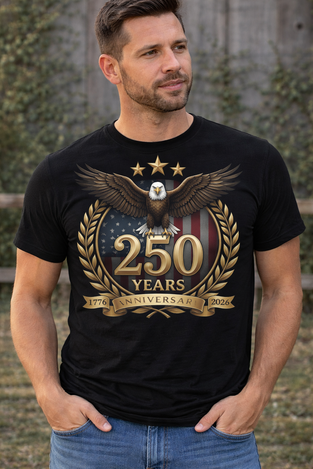 250 Years Anniversary Patriotic Eagle from 2 Sisters Tanks, Teez & More