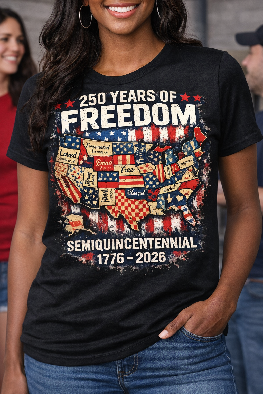 250 Years Freedom Map from 2 Sisters Tanks, Teez & More