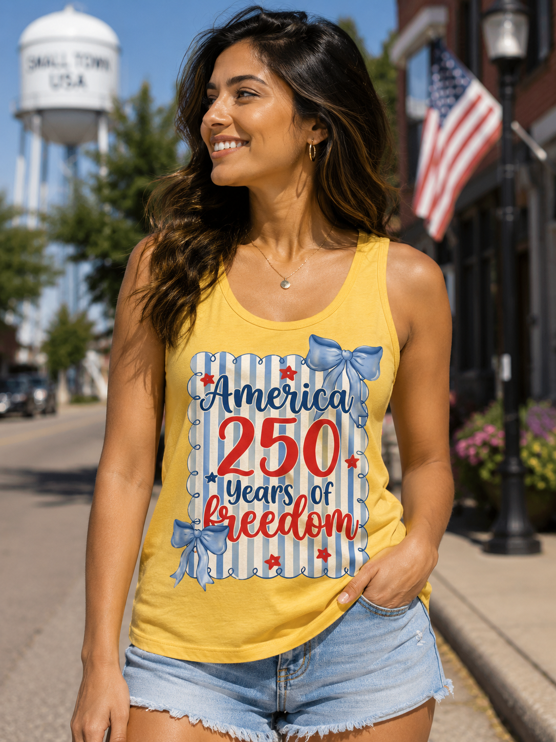 America 250 Yrs Freedom Stamp from 2 Sisters Tanks, Teez & More