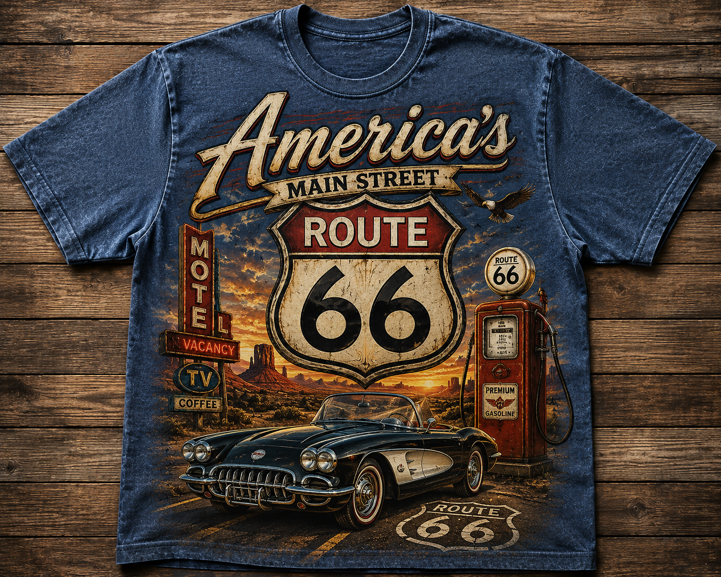 America S Main Street Route 66 Vintage Graphic Tee from 2 Sisters Tanks, Teez & More