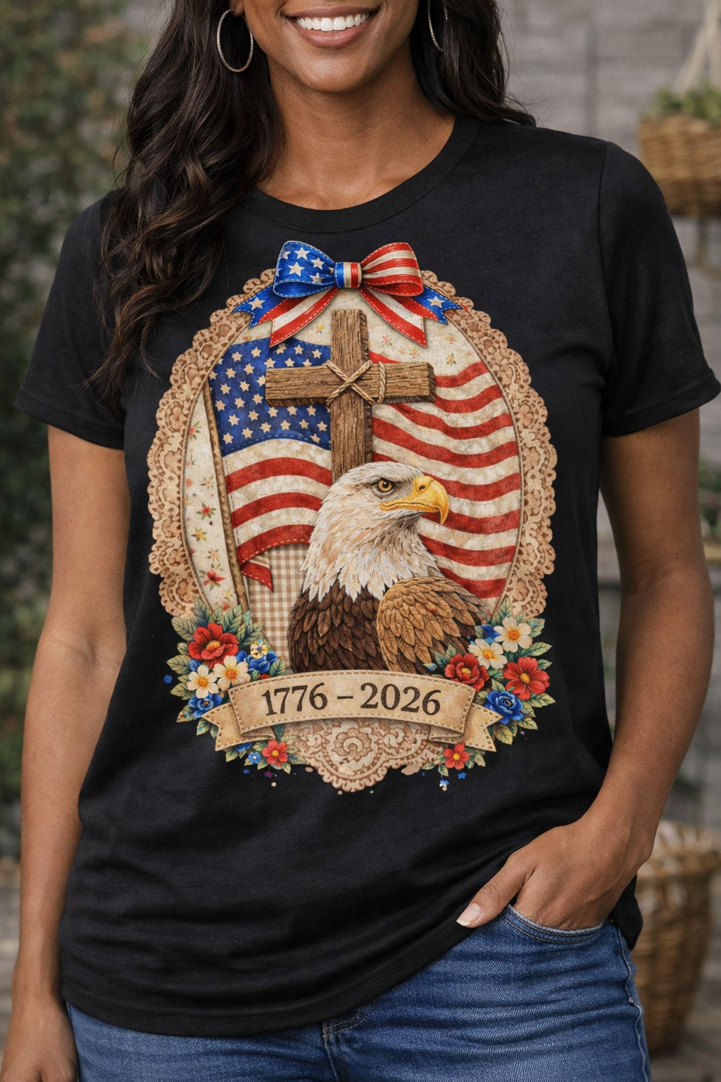 Faith Freedom Vintage Patriotic Eagle from 2 Sisters Tanks, Teez & More