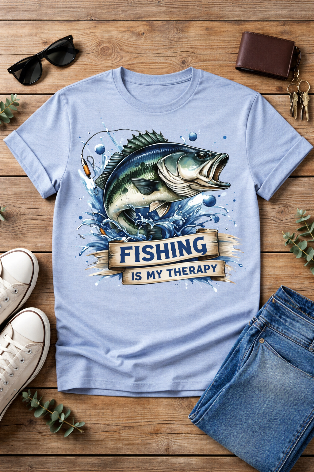Fishing Is My Therapy from 2 Sisters Tanks, Teez & More