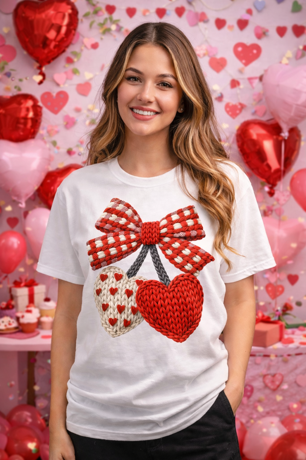 Knit Heart With Bow from 2 Sisters Tanks, Teez & More