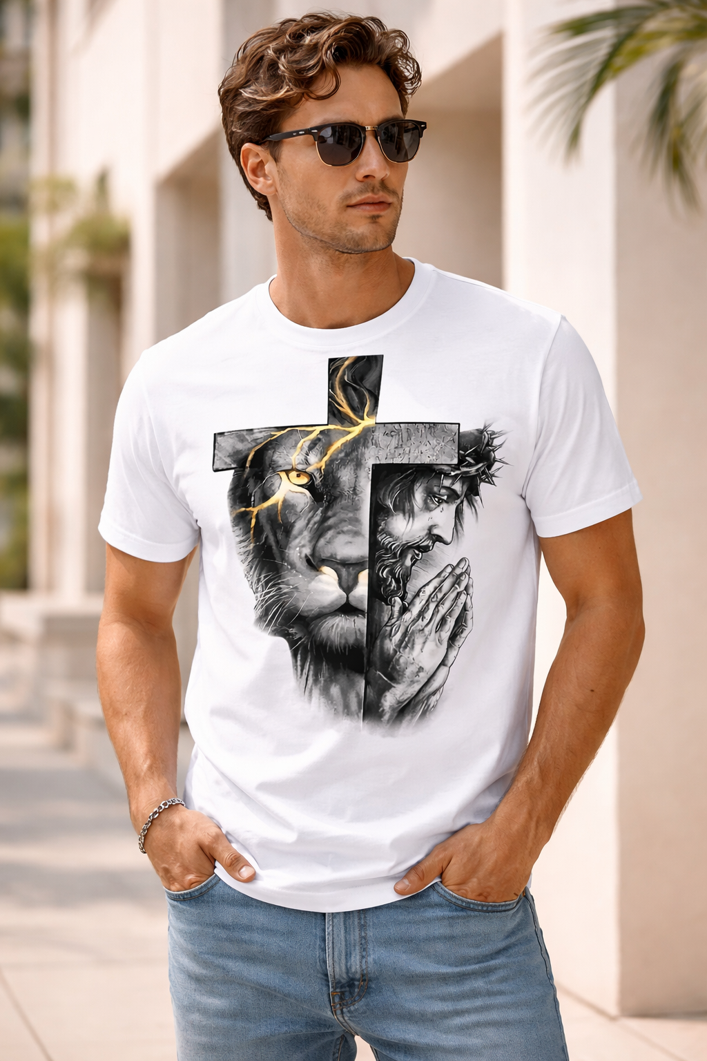 Lion Lamb Cross from 2 Sisters Tanks, Teez & More