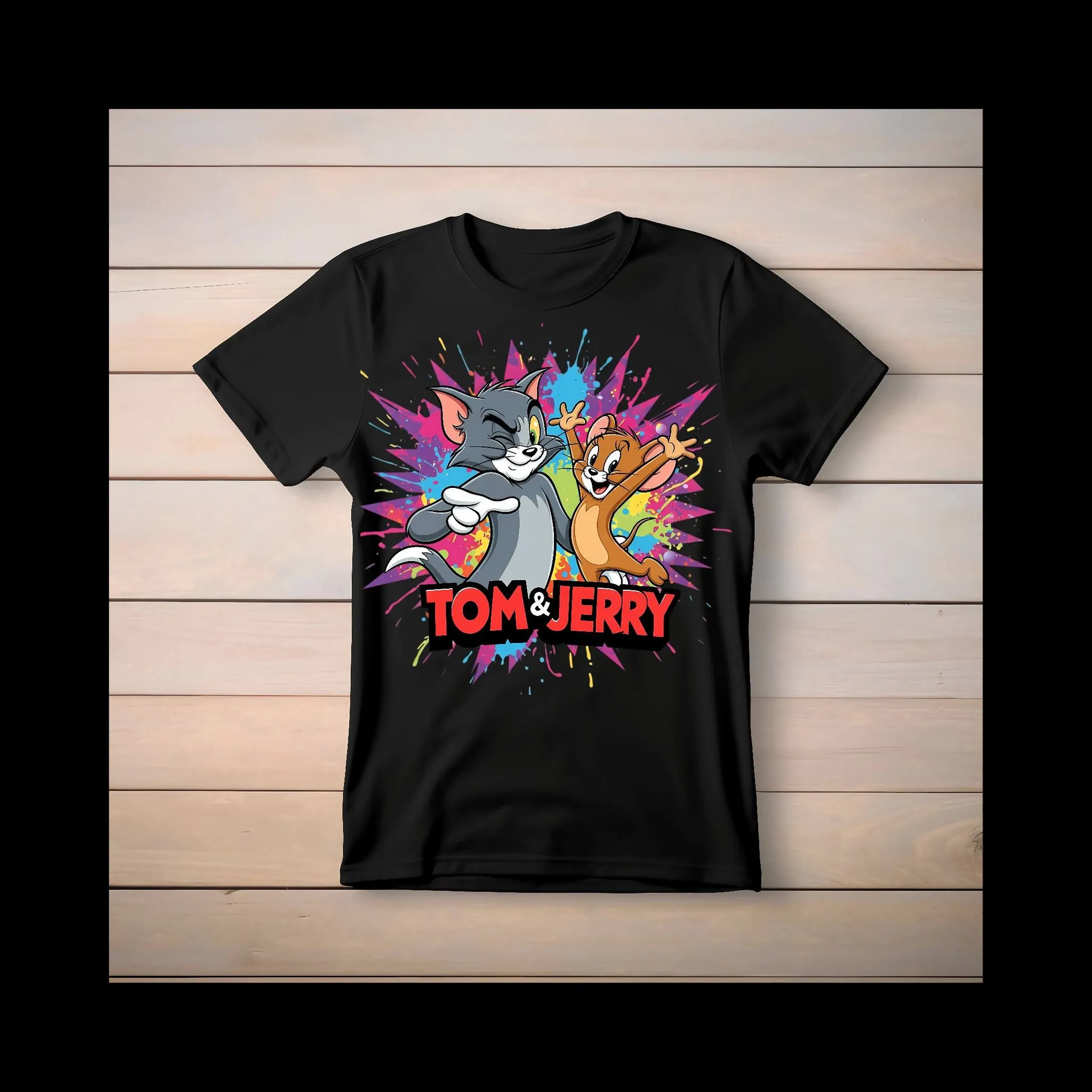 Neon Splatter Tom Jerry from 2 Sisters Tanks, Teez & More