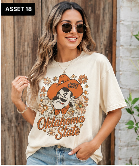 Oklahoma State Floral Pistol Pete from 2 Sisters Tanks, Teez & More