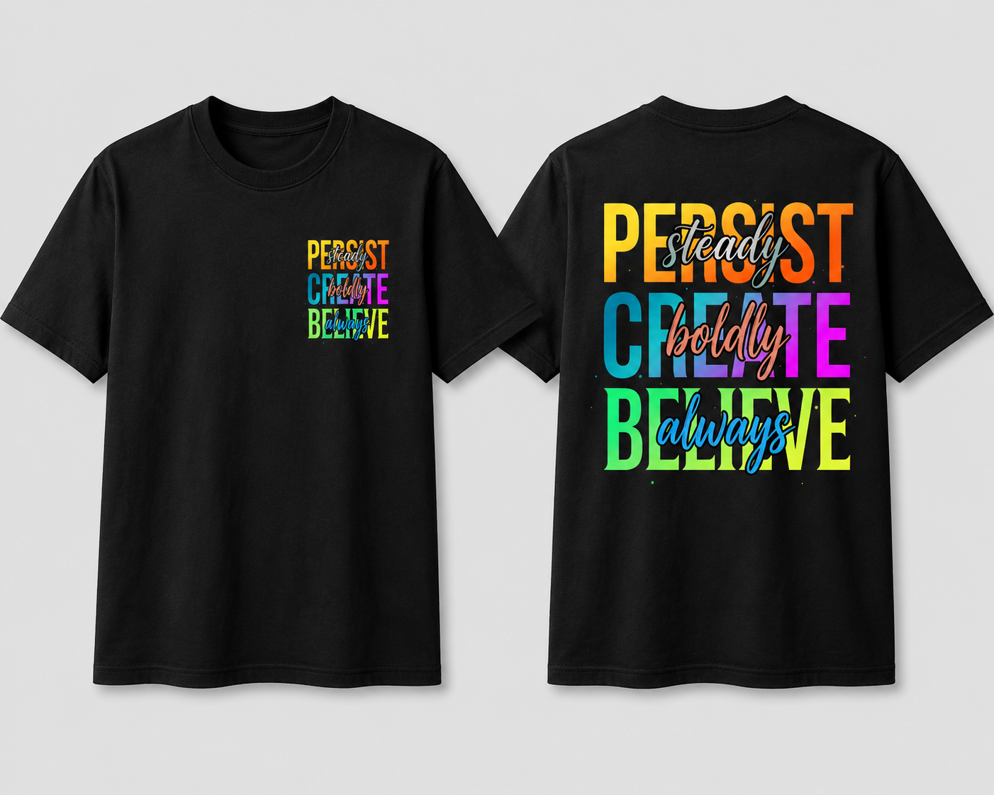 Persist Create Believe Unisex Inspirational Graphic T-Shirt from 2 Sisters Tanks, Teez