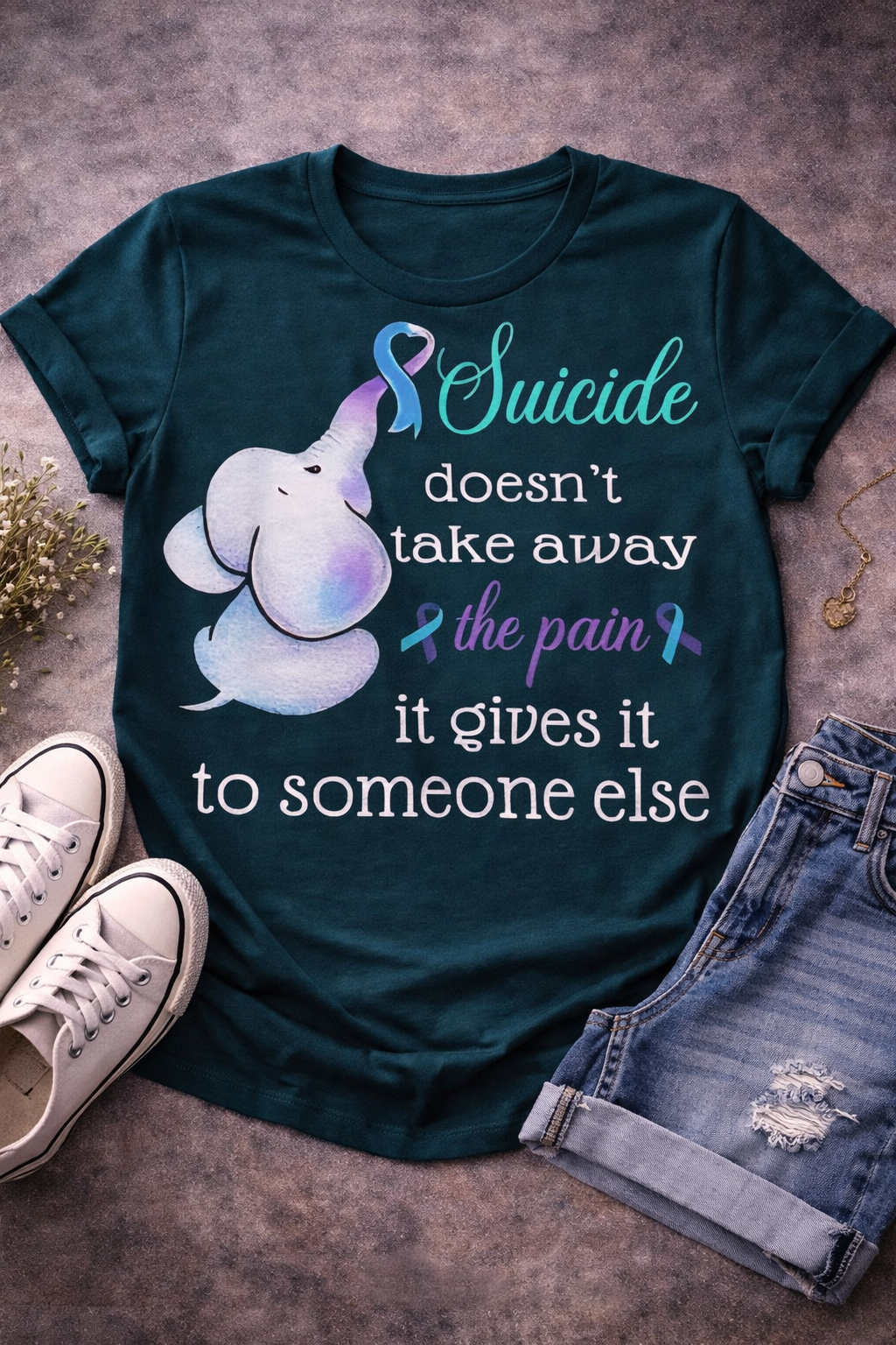 Suicide Awareness Share The Pain Message from 2 Sisters Tanks, Teez & More
