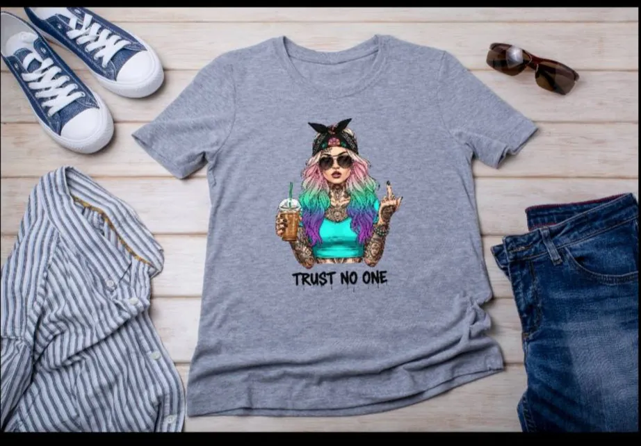 Trust No One Rebel Girl from 2 Sisters Tanks, Teez & More