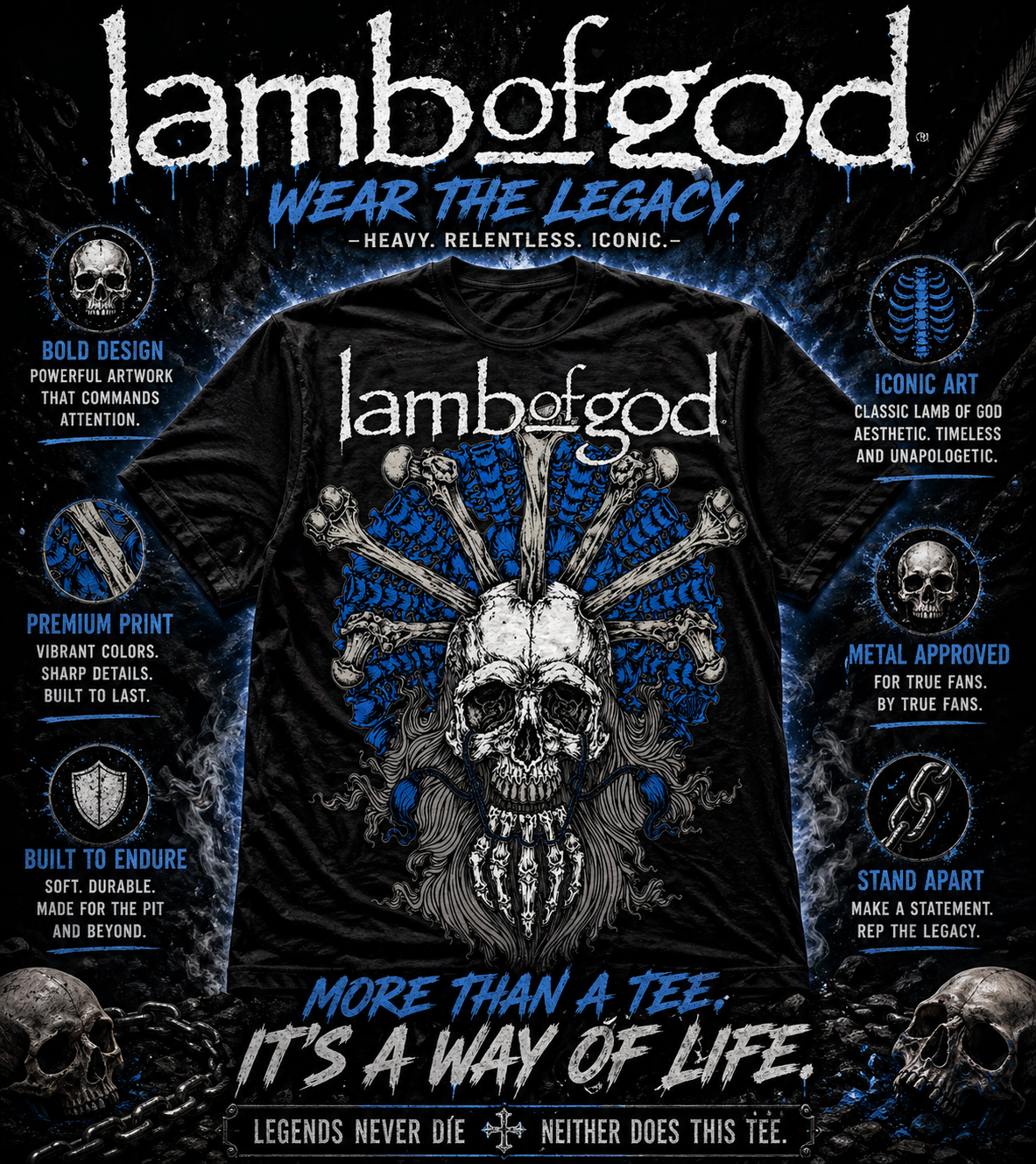 Way Of Life Lamb Of God Skull Metal from 2 Sisters Tanks, Teez & More