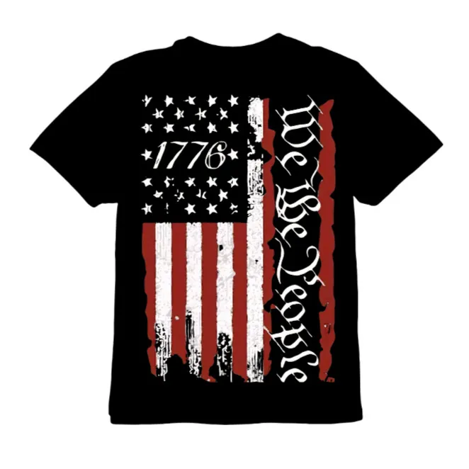 Black tee shirt with American flag and "We The People" design.