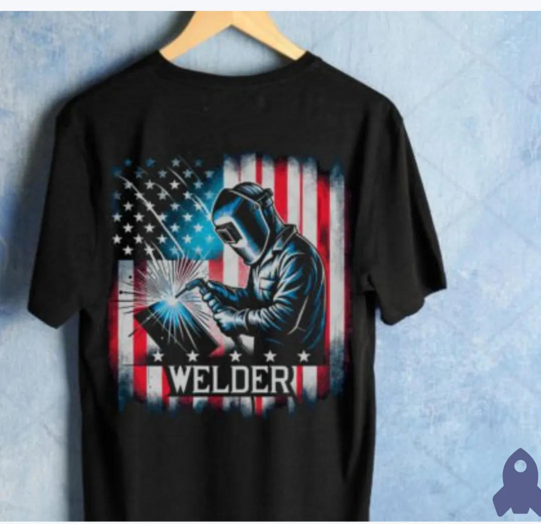 Welder tee shirt with American flag and the word WELDER on it.