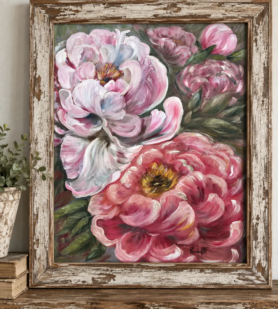 Peony Bloom painting by Rhonda Huff