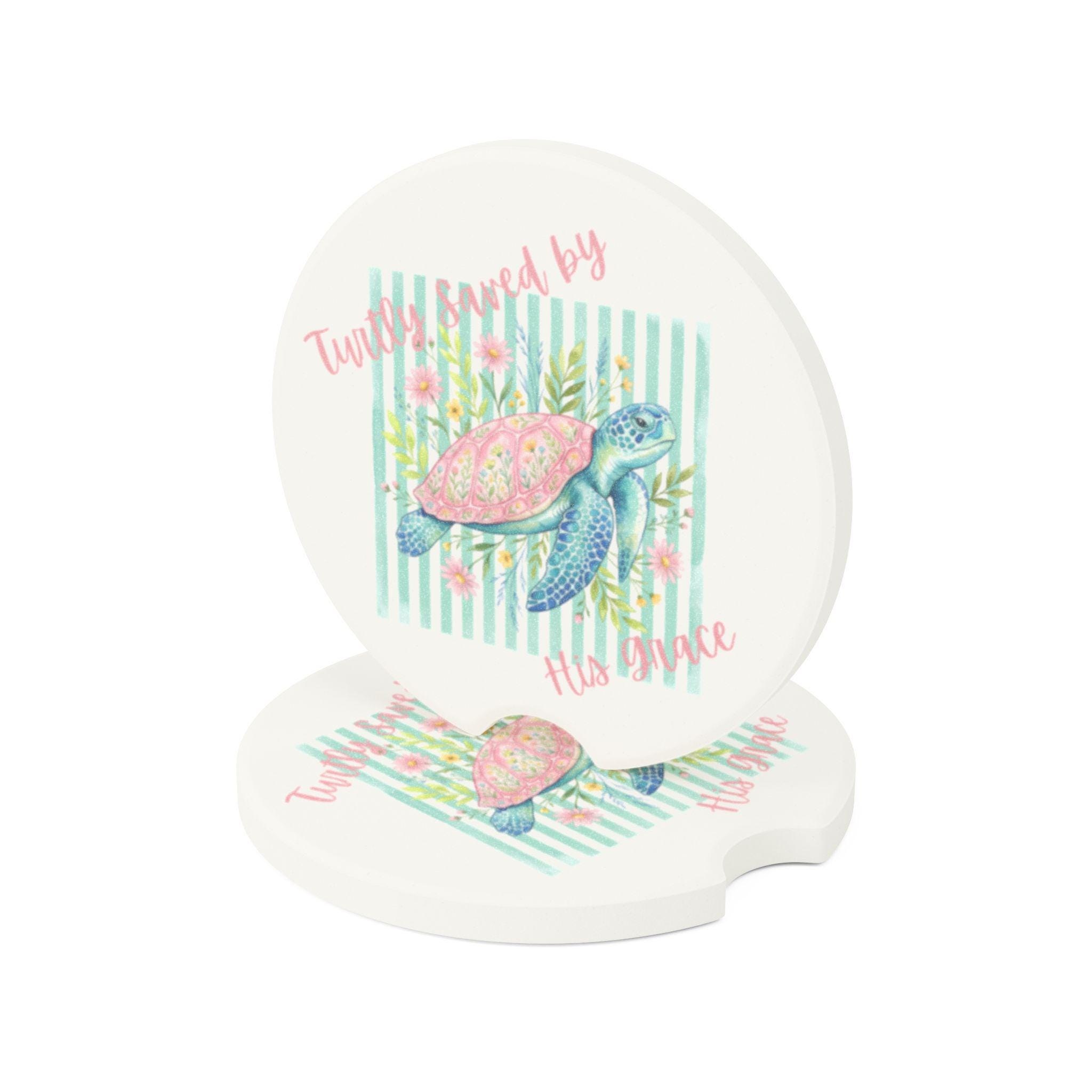 Sea Turtle Watercolor Car Coaster | Absorbent Soapstone Seaside Art, product image 5