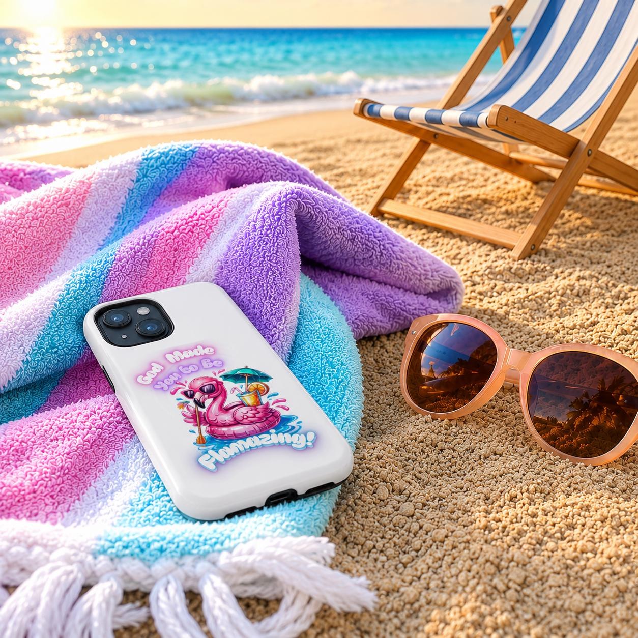 Flamingo Floatie Phone Case | Tropical Drink, MagSafe Compatible, Dual-Layer Protection
