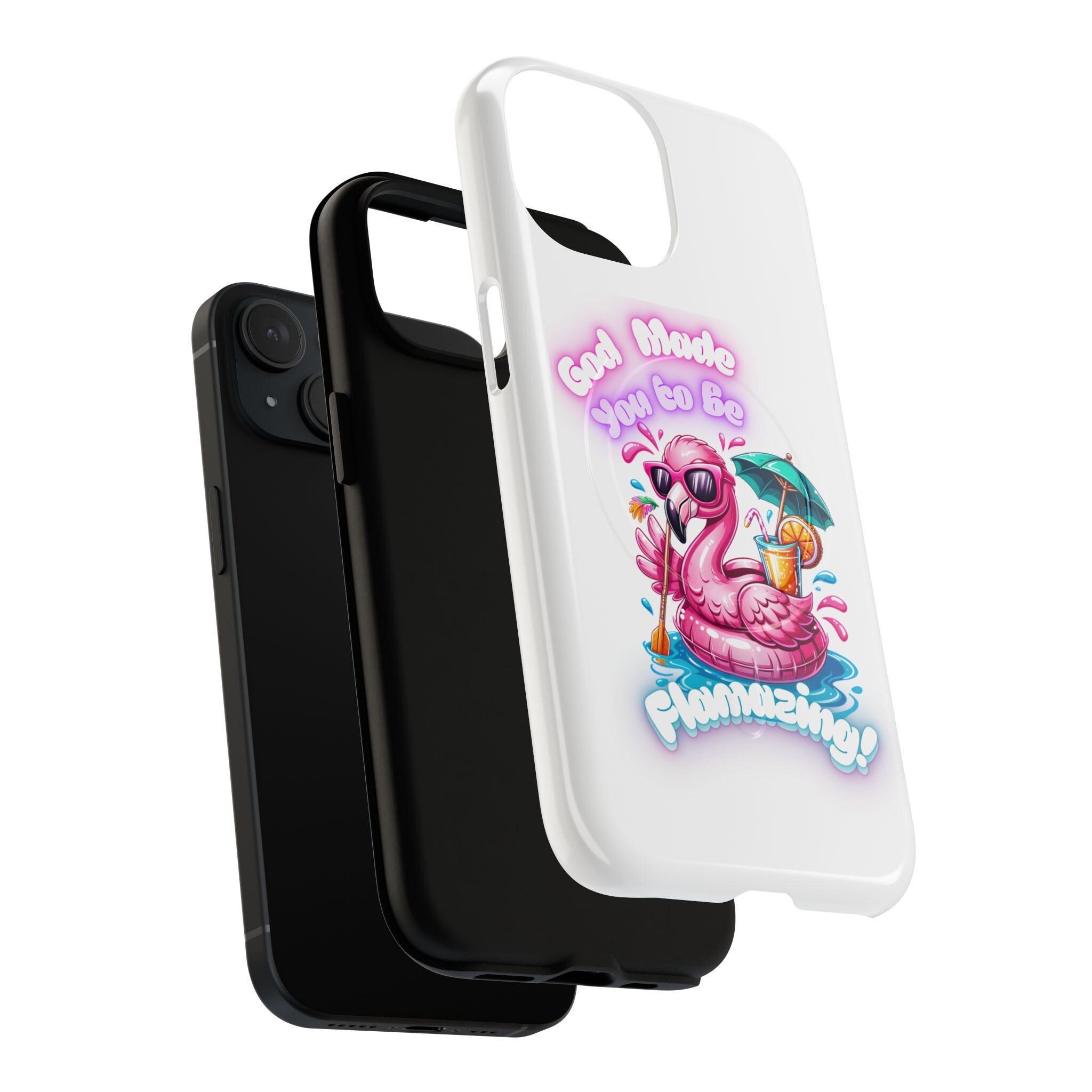 Flamingo Floatie Phone Case | Tropical Drink, MagSafe Compatible, Dual-Layer Protection, product image 3