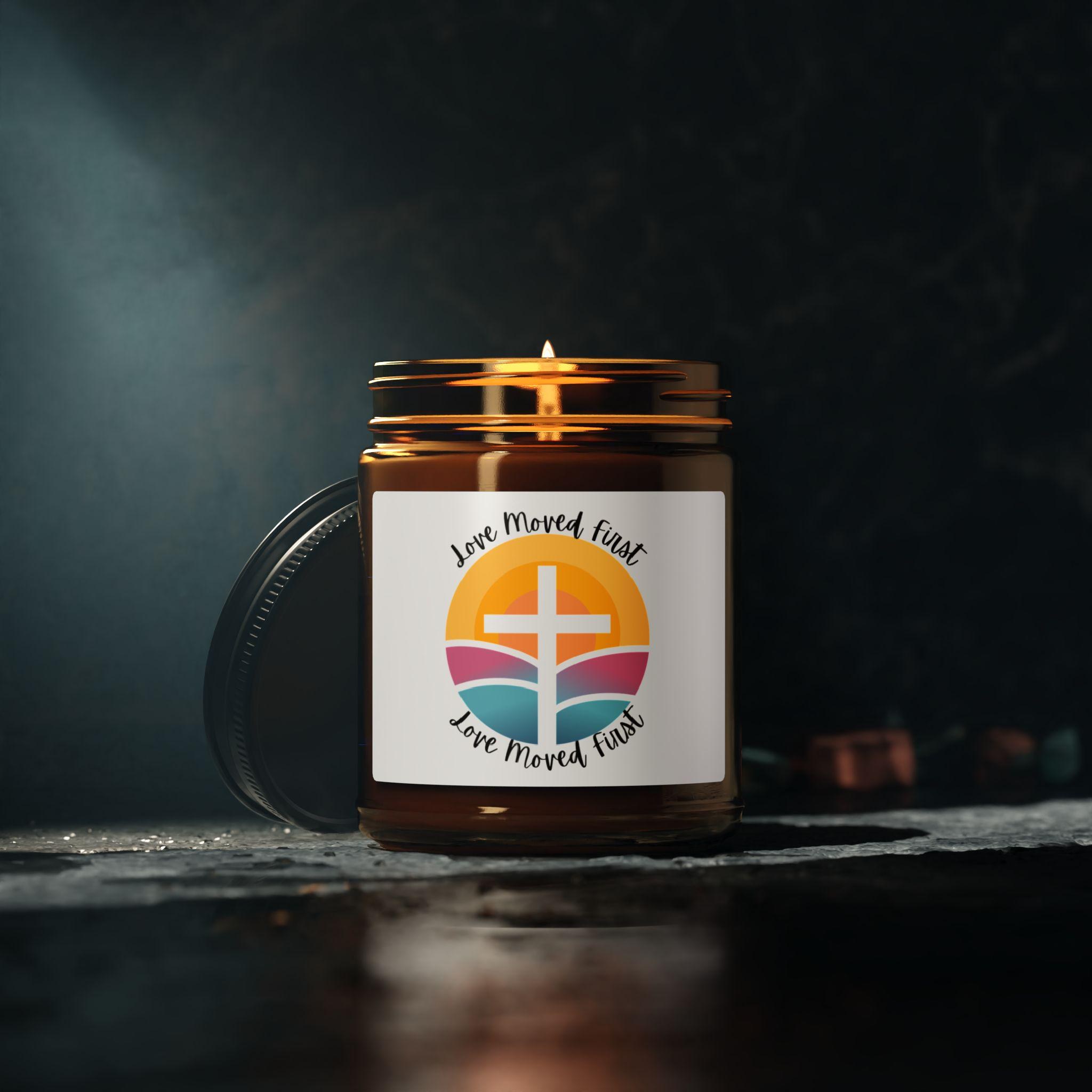 Love Never Fails Cross Candle | Soy Candle in Amber Jar