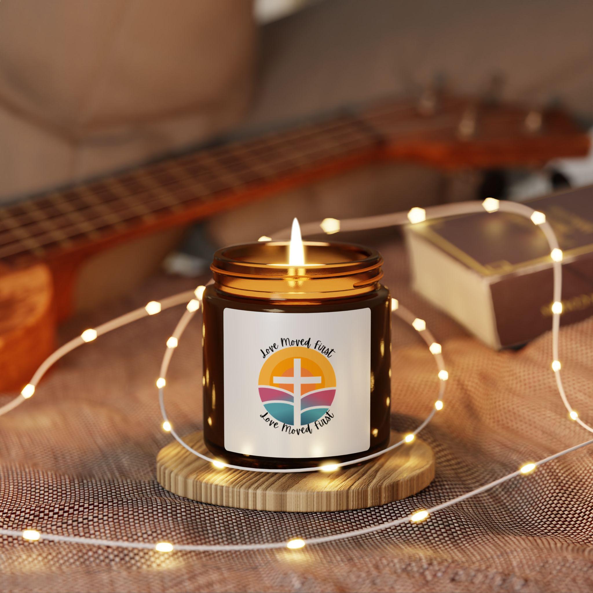 Love Never Fails Cross Candle | Soy Candle in Amber Jar, product image 2
