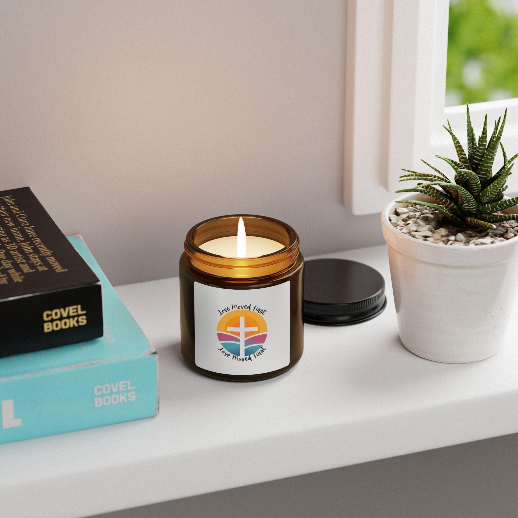 Love Never Fails Cross Candle | Soy Candle in Amber Jar, product image 3