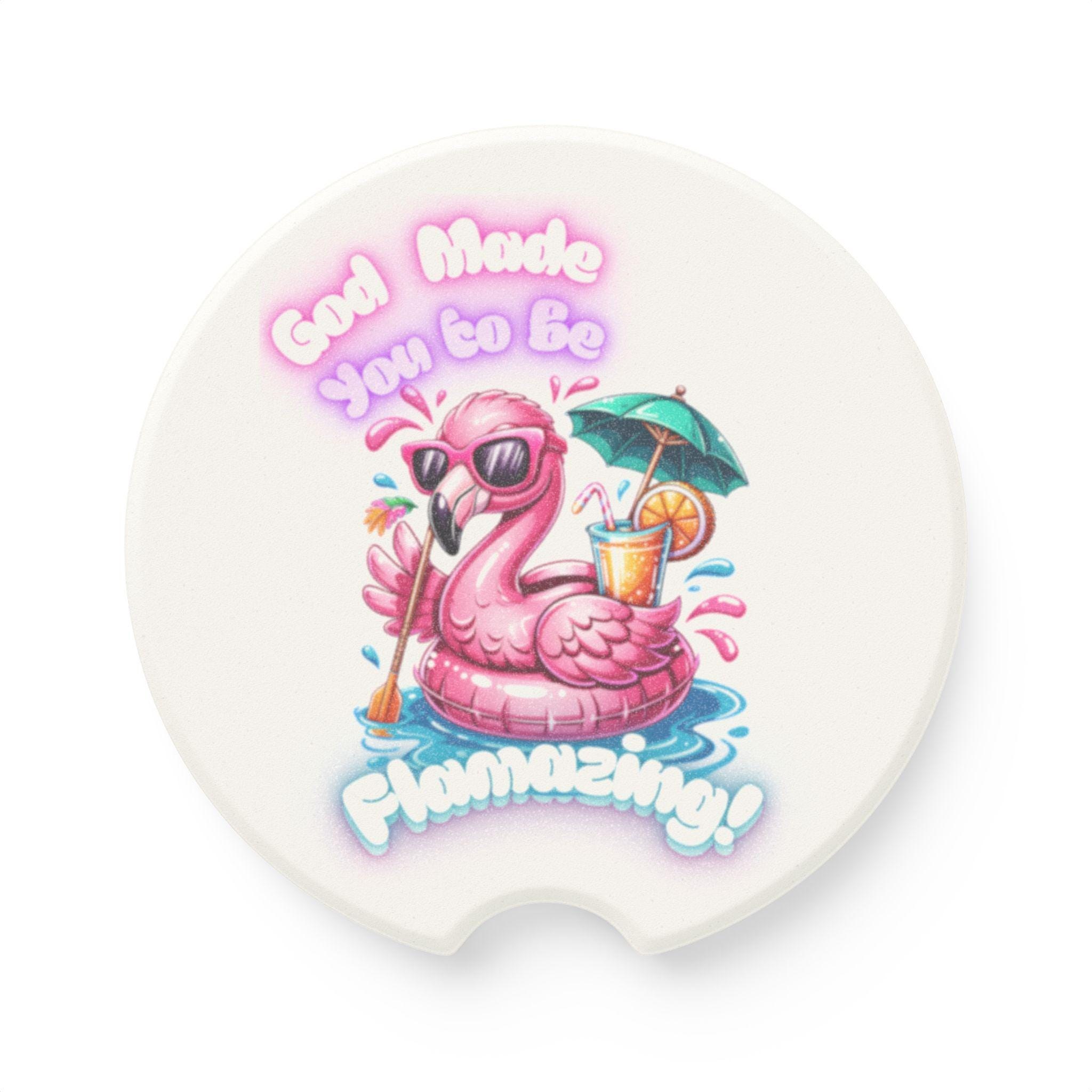 Flamingo Float Car Coaster | Soapstone Drink Holder, 'God Made You to Be Flamtazming', product image 3