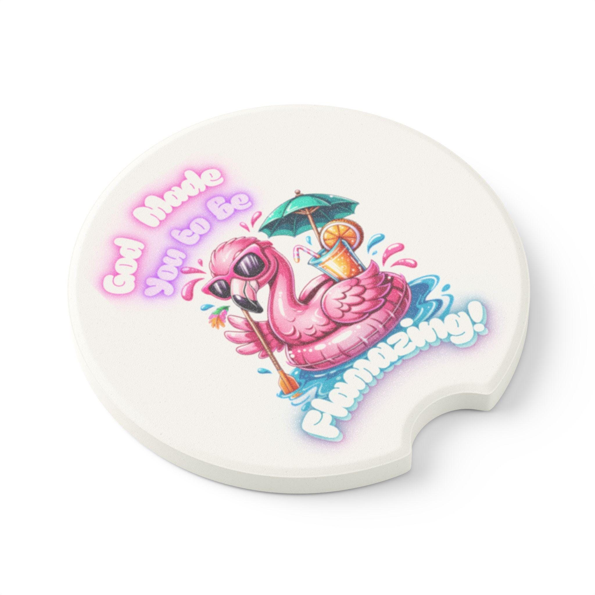 Flamingo Float Car Coaster | Soapstone Drink Holder, 'God Made You to Be Flamtazming', product image 4