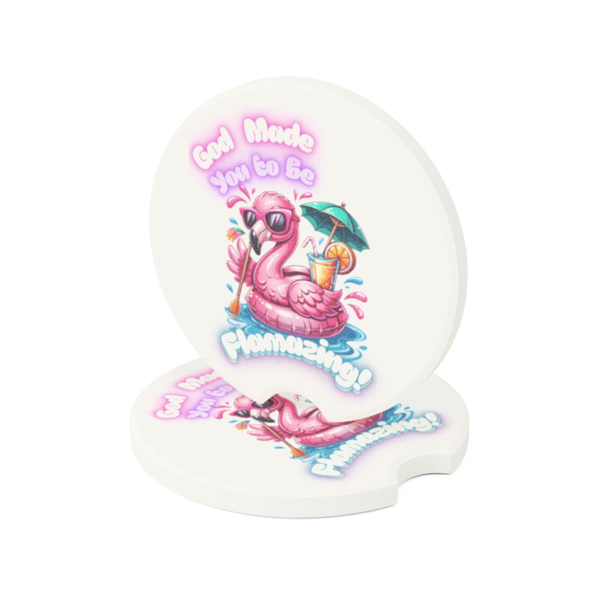 Flamingo Float Car Coaster | Soapstone Drink Holder, 'God Made You to Be Flamtazming', product image 5