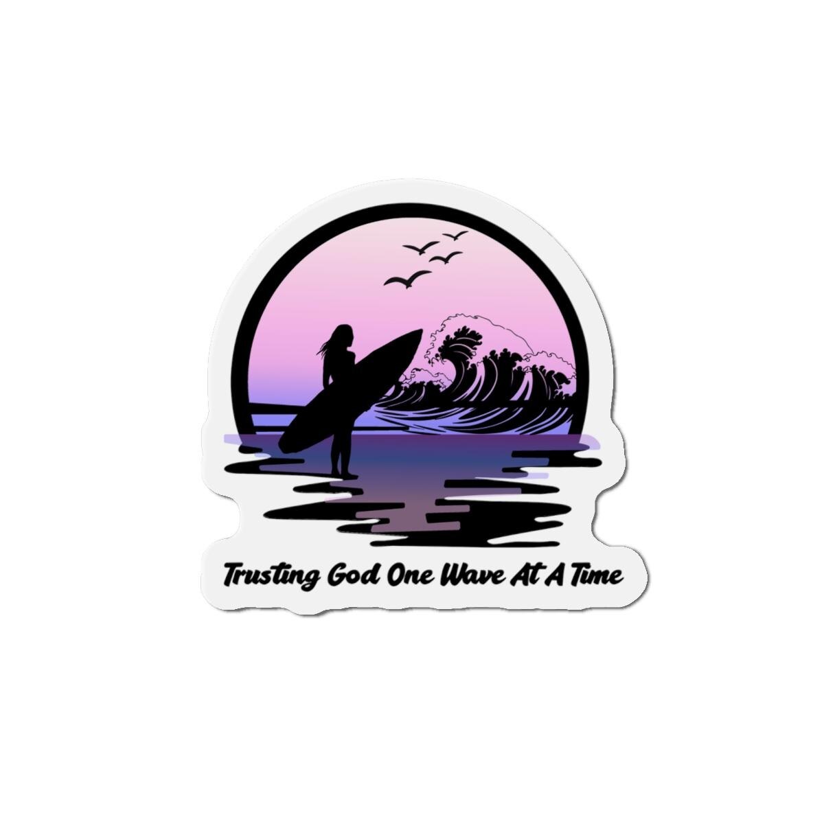 Trusting God One Wave at a Time Surf Silhouette Magnet | Die-Cut Magnet, product image 2